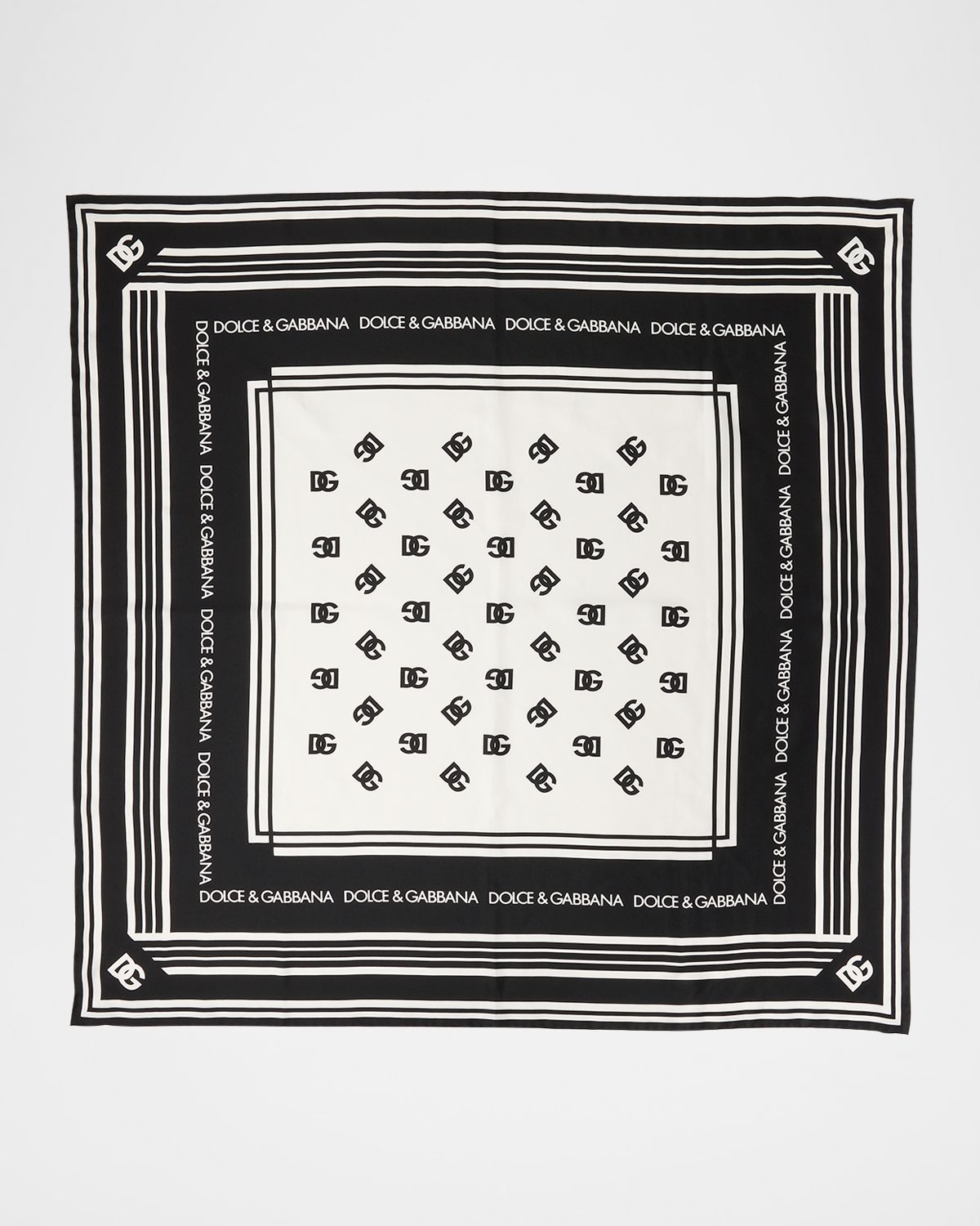 Dolce & Gabbana DG Monogram Silk Twill Square Scarf