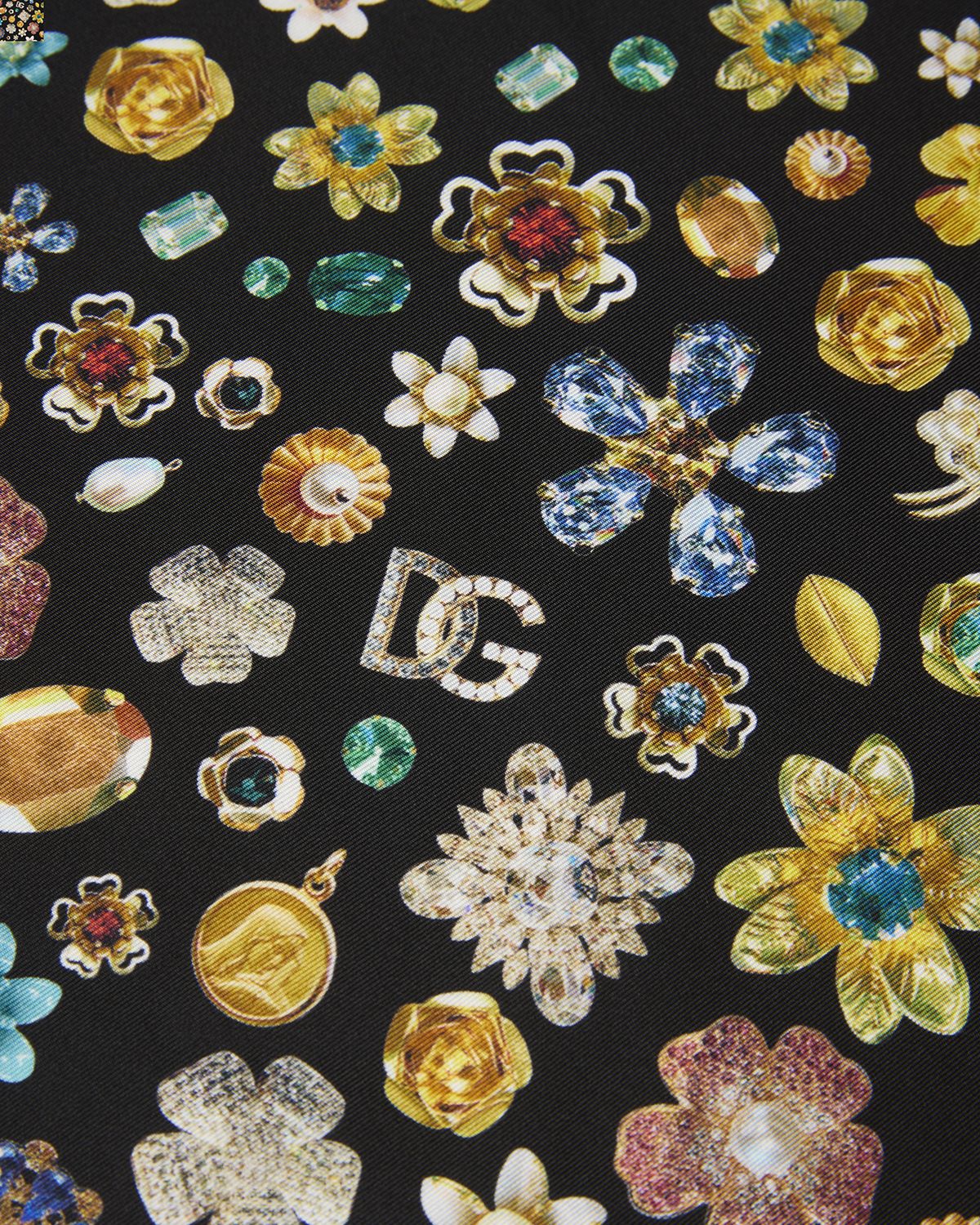 Dolce & Gabbana Floral Crystal Foulard Silk Scarf