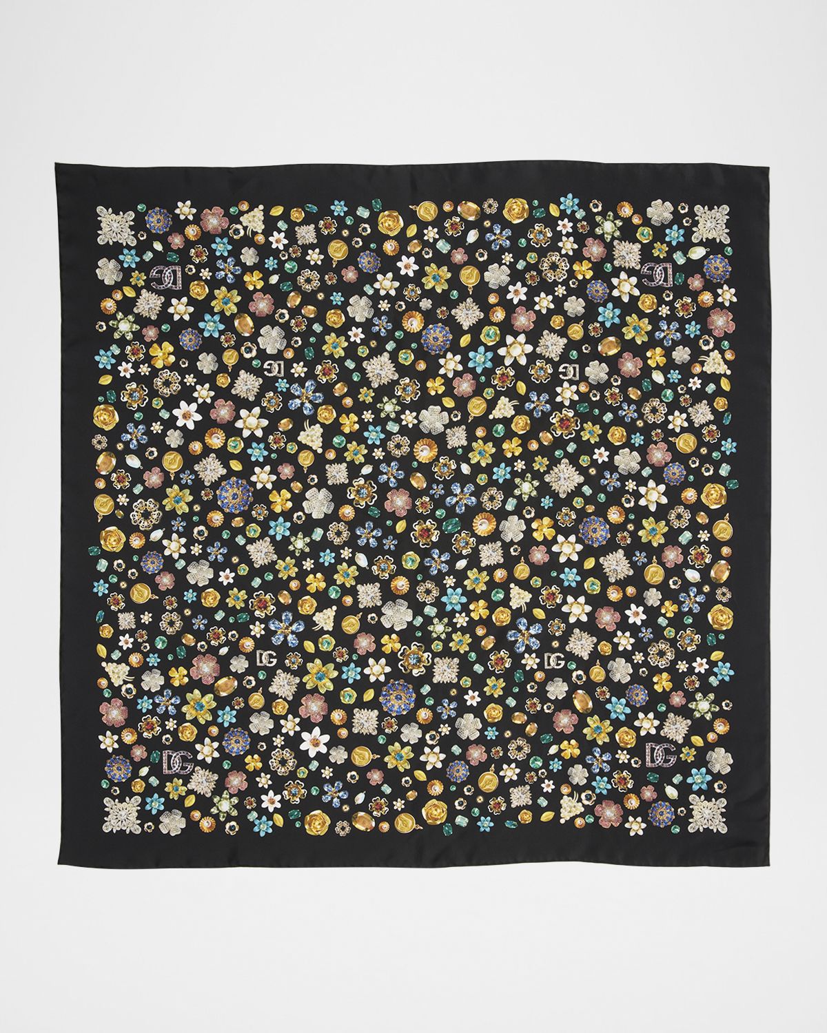 Dolce & Gabbana Floral Crystal Foulard Silk Scarf