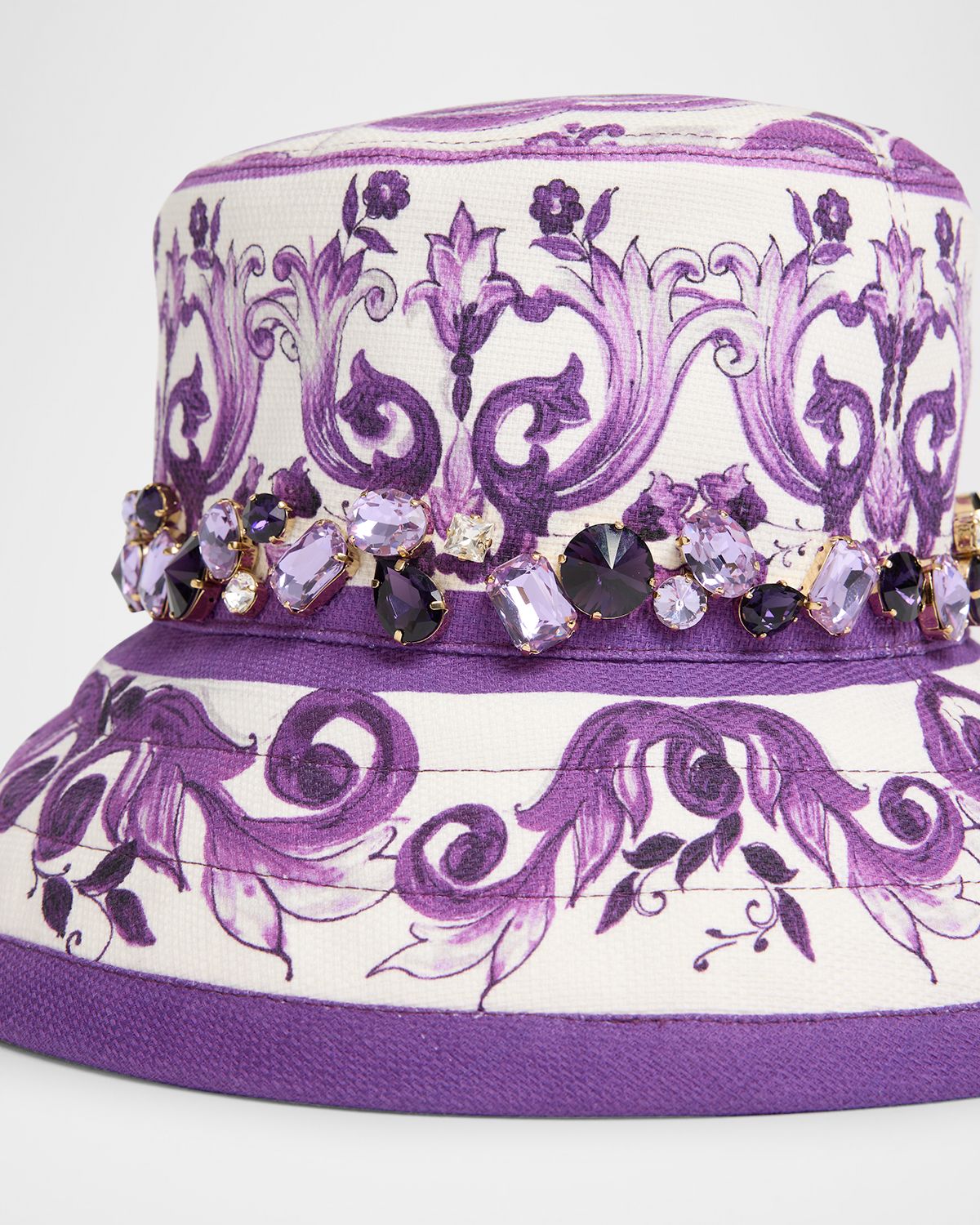 Dolce & Gabbana Majolica-Print Crystal Bucket Hat