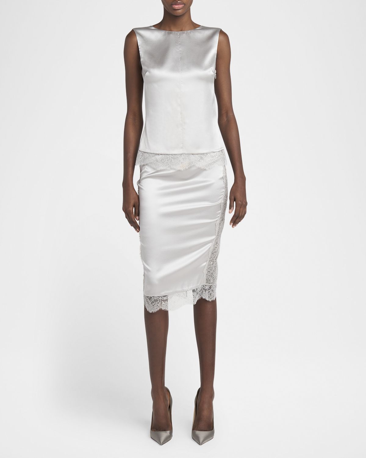 TOM FORD Lace-Inset Stretch Crepe Satin Skirt