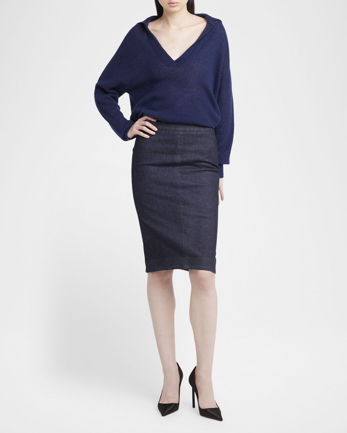 TOM FORD V-Neck Cashmere-Silk Oversized Polo Sweater