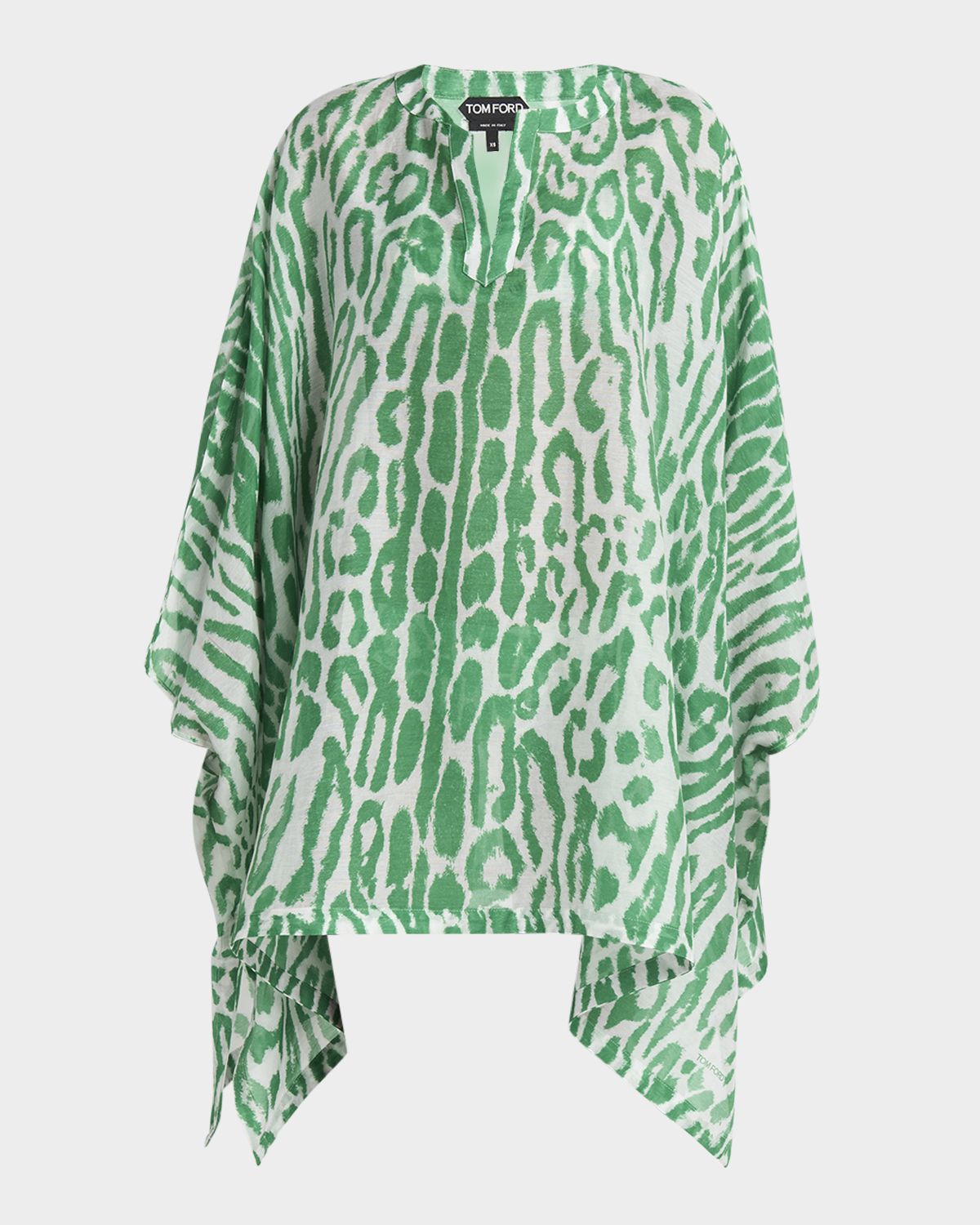 TOM FORD Ocelot-Print Cotton-Silk Mini Kaftan Dress