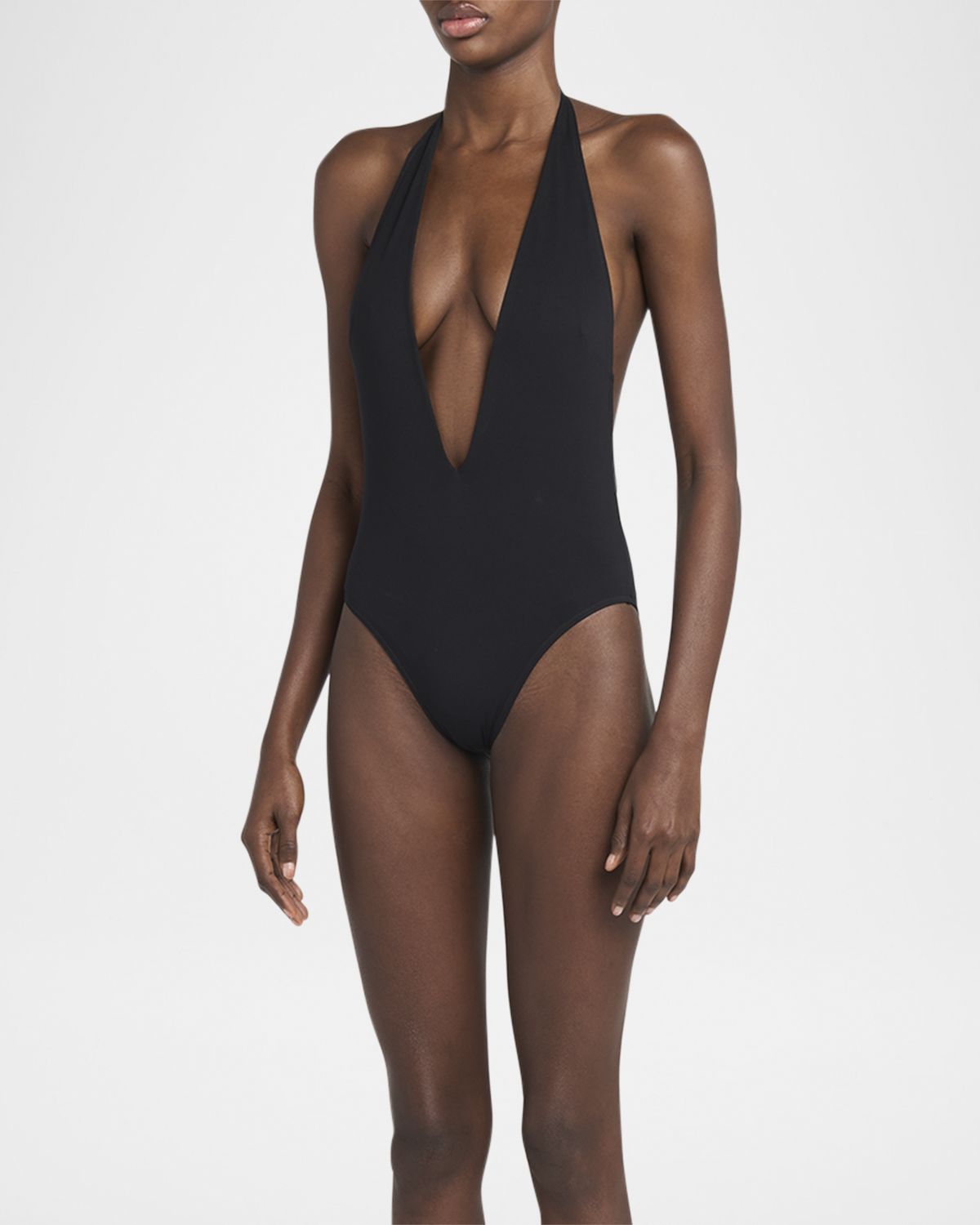 TOM FORD Plunging Halter Jersey One-Piece Swimsuit | Thumbnail 4