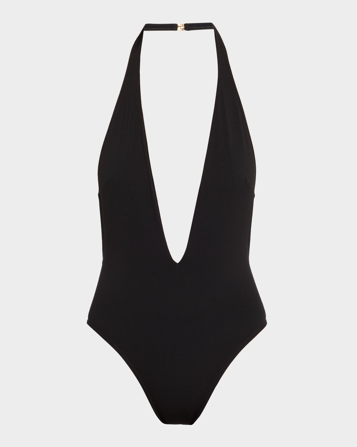 TOM FORD Plunging Halter Jersey One-Piece Swimsuit