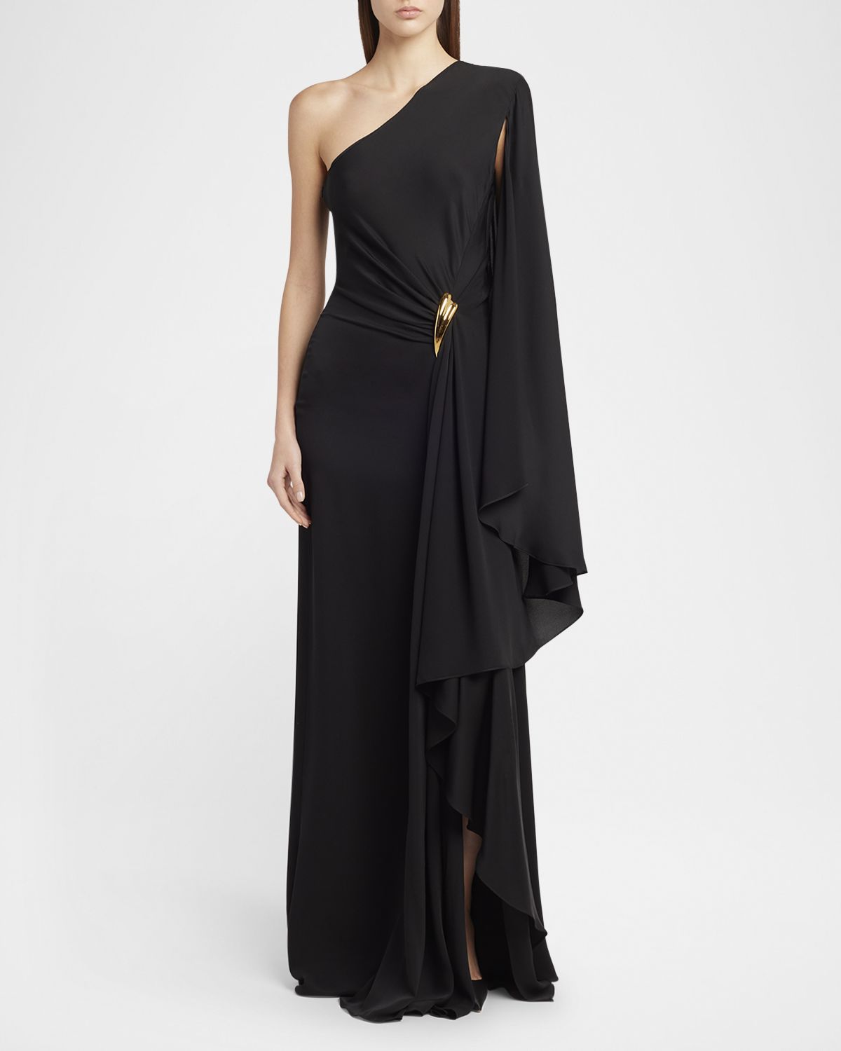 TOM FORD One-Shoulder Light Silk Evening Gown