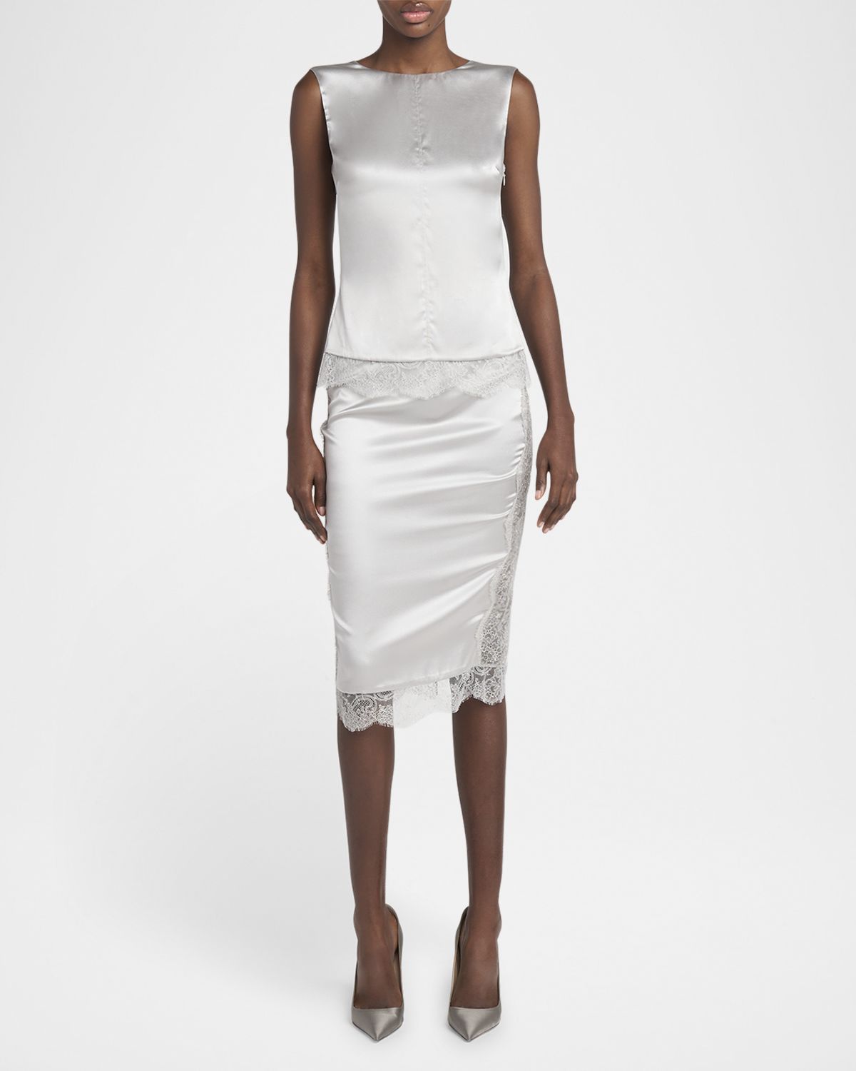 TOM FORD Satin and Lace Sleeveless Top