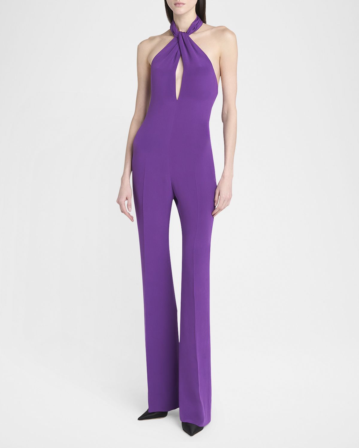 TOM FORD Silk Sable Halter Bootcut Jumpsuit