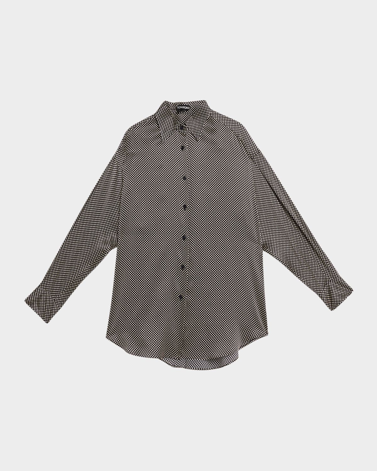 TOM FORD Polka Dot Stretch Satin Button-Down Shirt