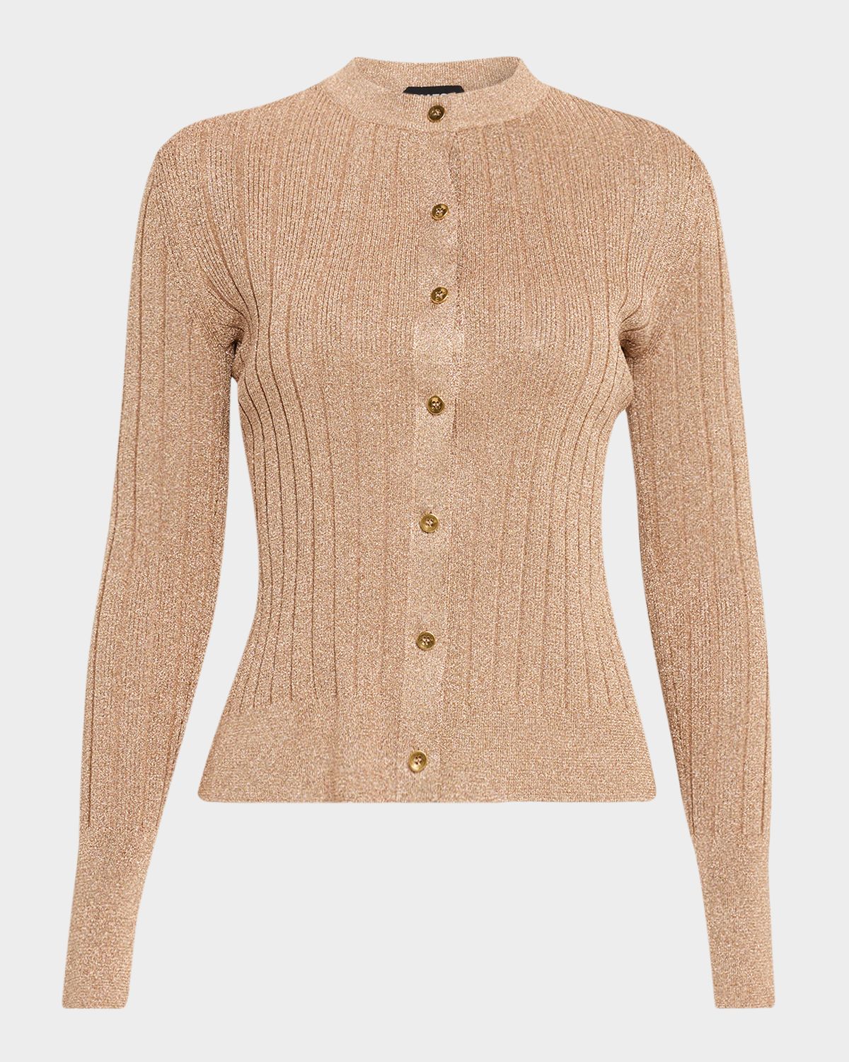 TOM FORD Metallic Rib Crewneck Cardigan