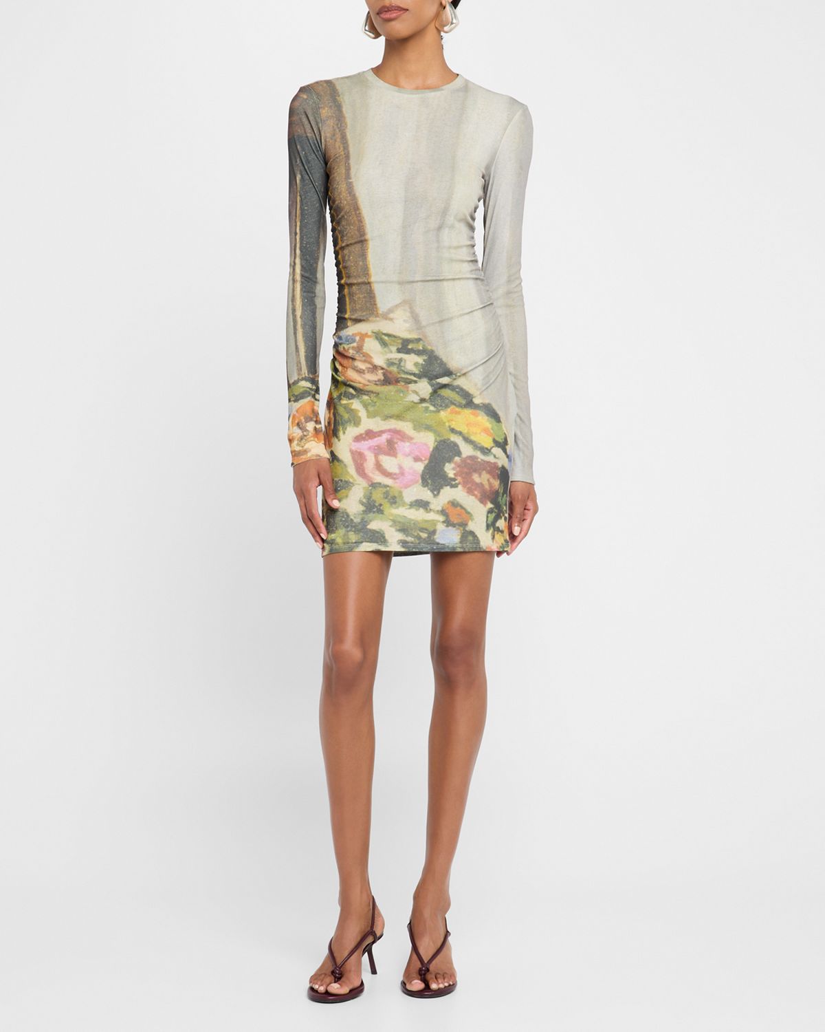 Nanushka Leid Printed Mesh Jersey Mini Dress
