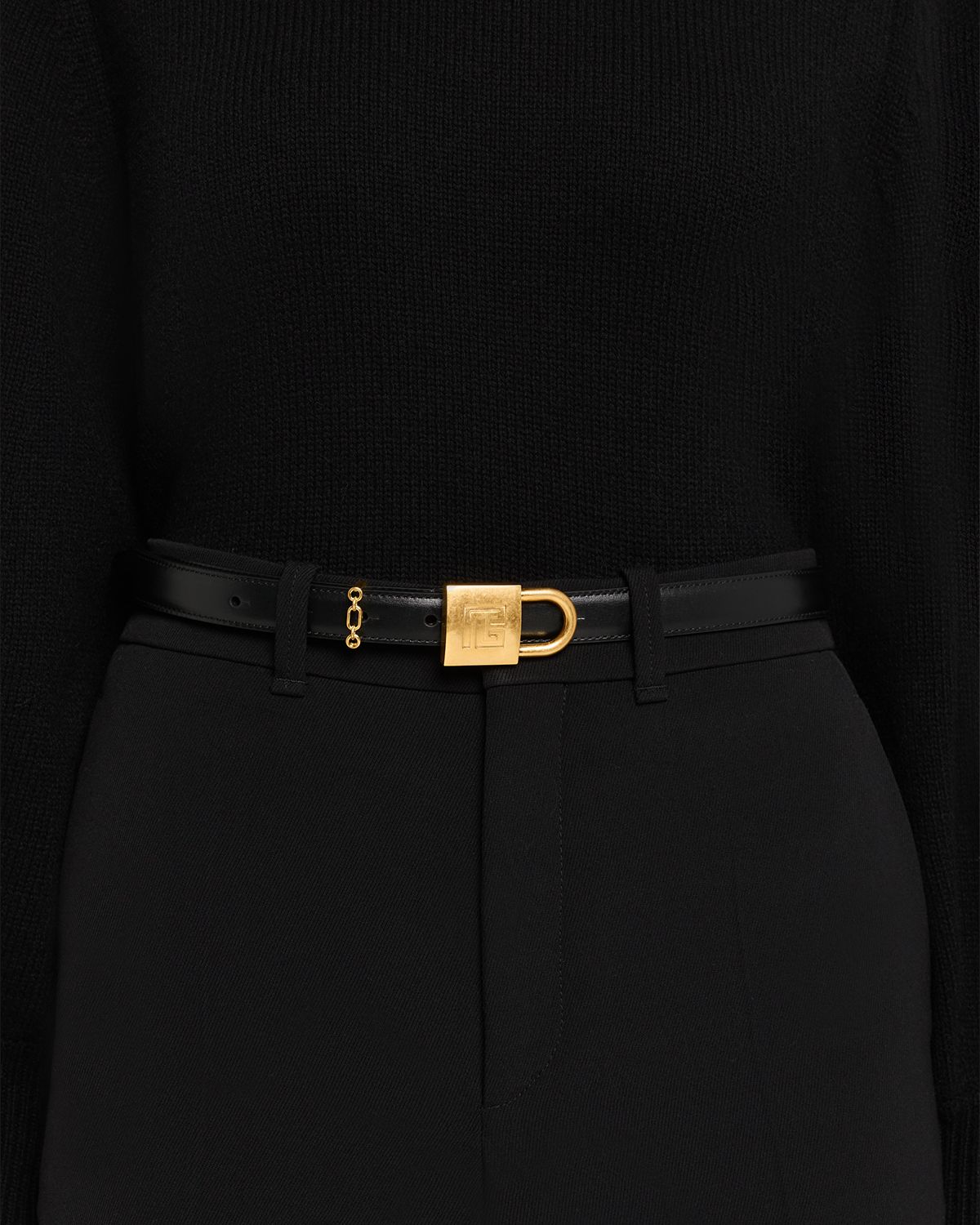Balmain Sync Narrow Leather Belt