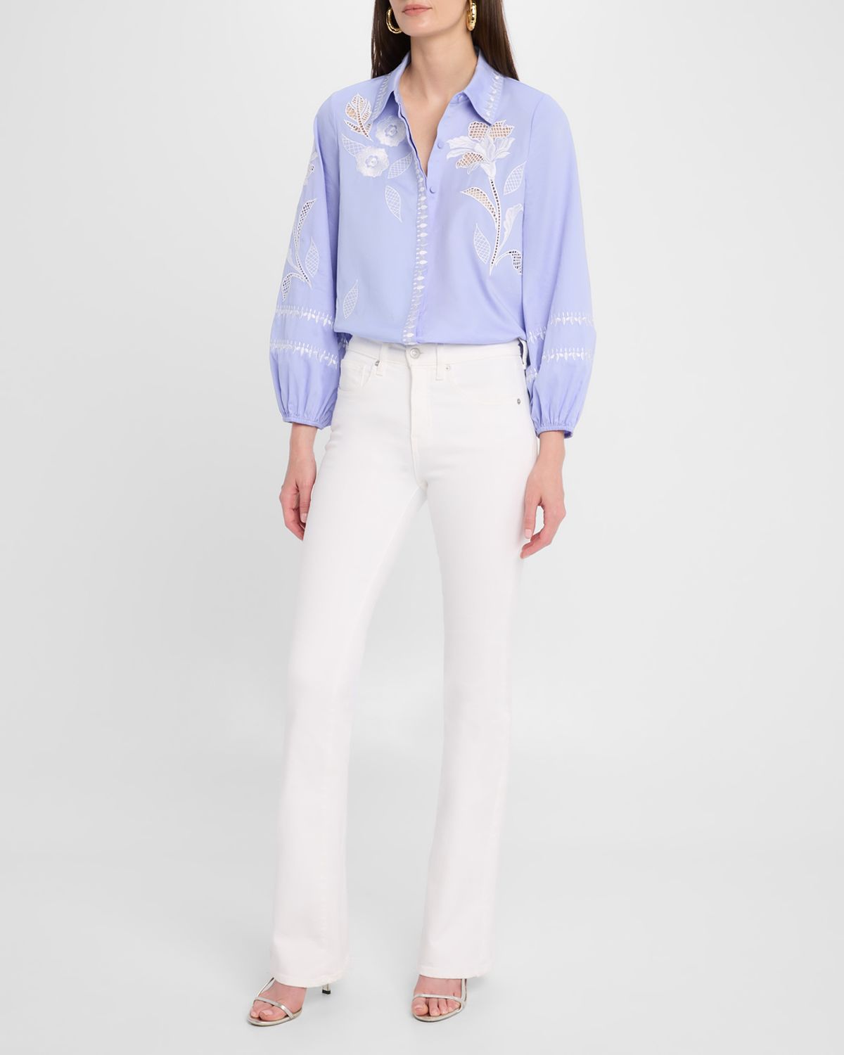 Figue Elaine Embroidered Button-Down Top