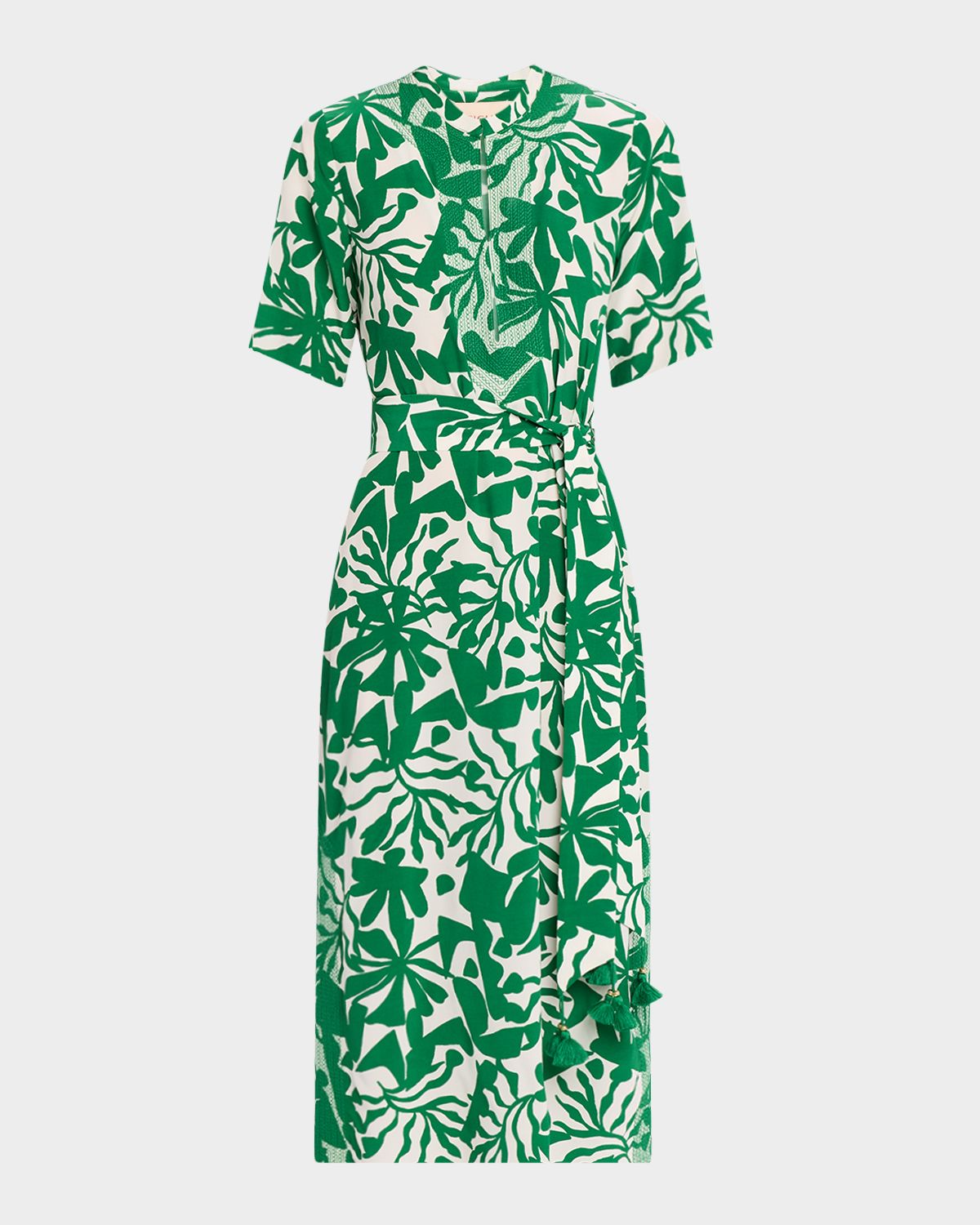 Figue Thandie Short-Sleeve Belted Midi Kaftan Dress