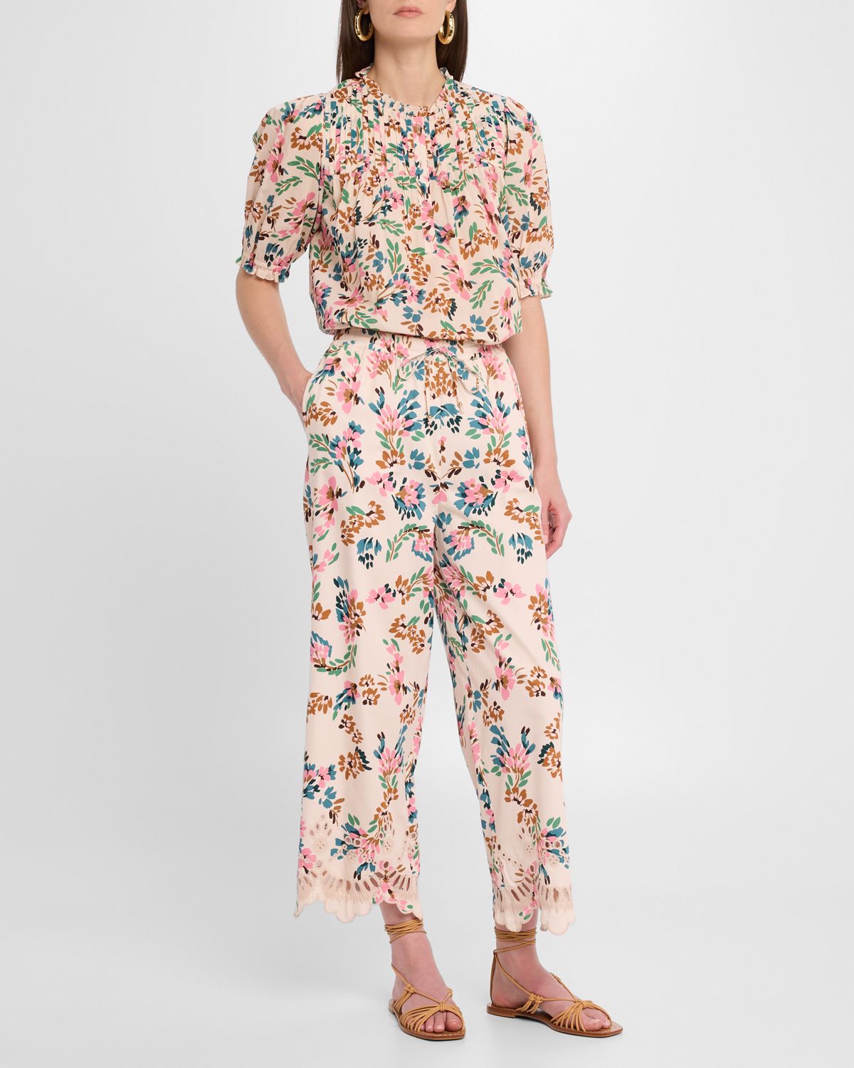 Figue Lizzy Straight-Leg Crop Pull-On Pants