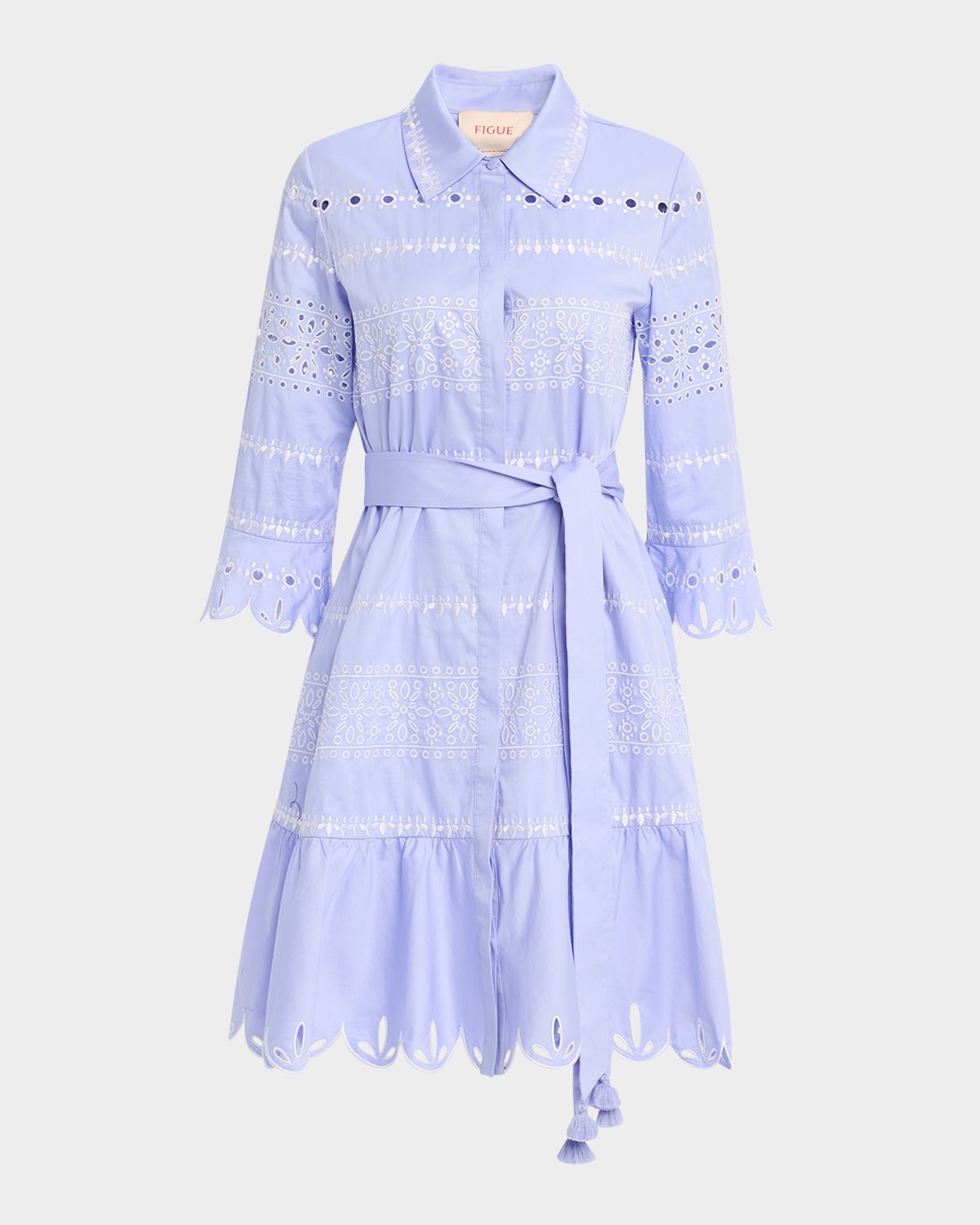 Figue Aaliyah Broderie Anglaise Belted Min Shirtdress
