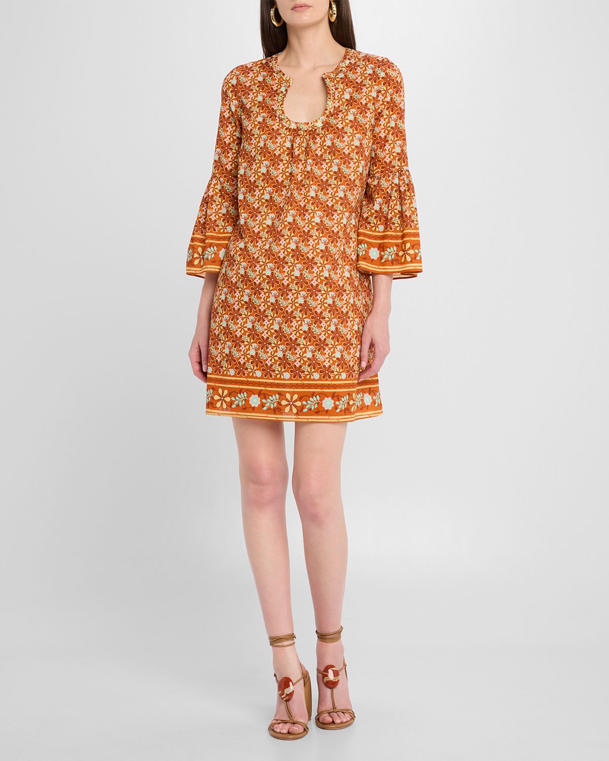 Figue Cortney Floral Flare-Sleeve Mini Dress