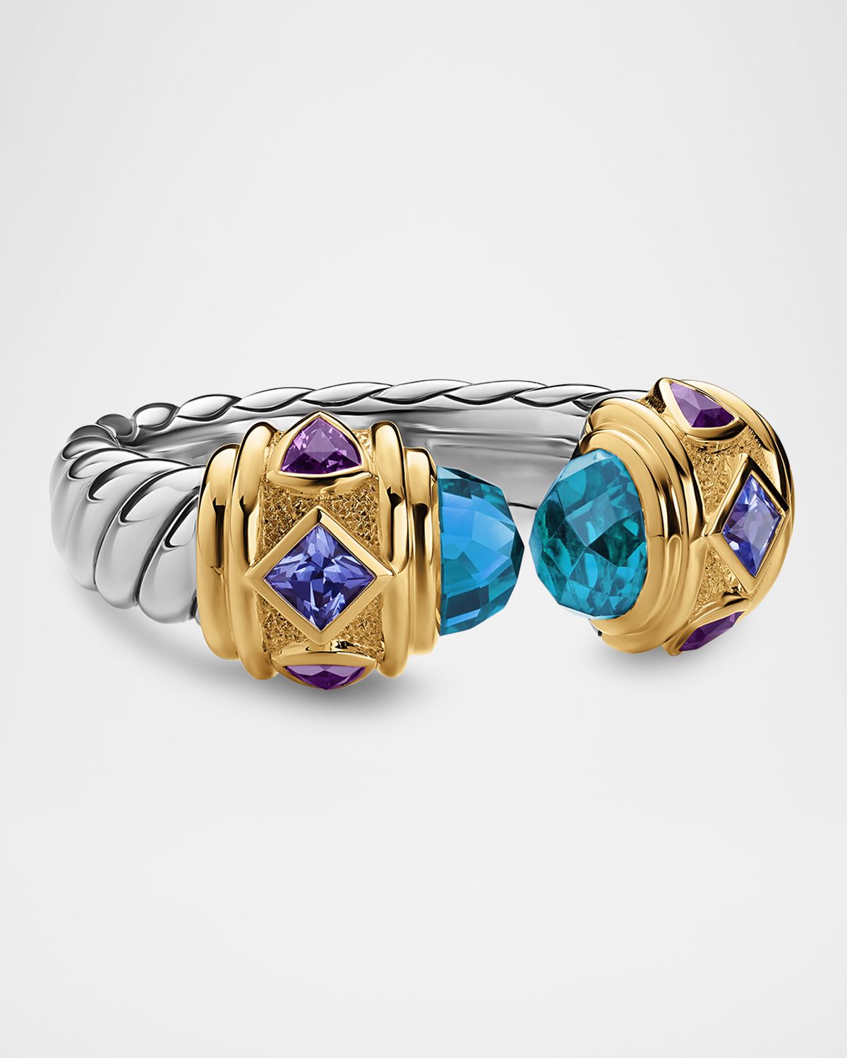 David Yurman Renaissance Ring with Gemstones in Silver and 14K Gold, 6.5mm