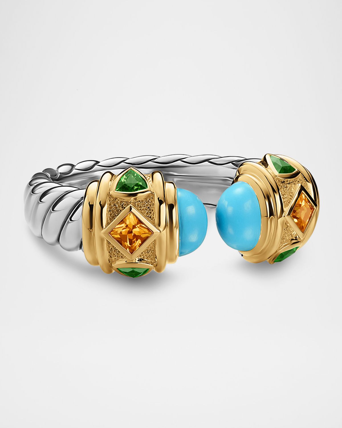 David Yurman Renaissance Ring with Gemstones in Silver and 14K Gold, 6.5mm