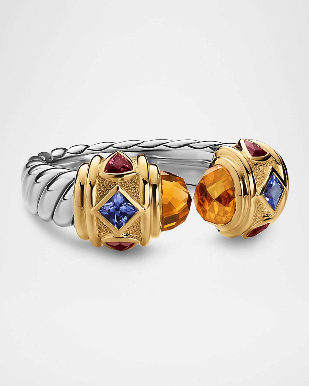 David Yurman Renaissance Ring with Gemstones in Silver and 14K Gold, 6.5mm