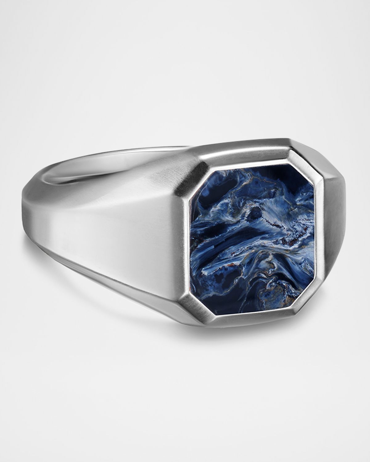 David Yurman Men 's Streamline Signet Ring in Silver with Pietersite, 14mm