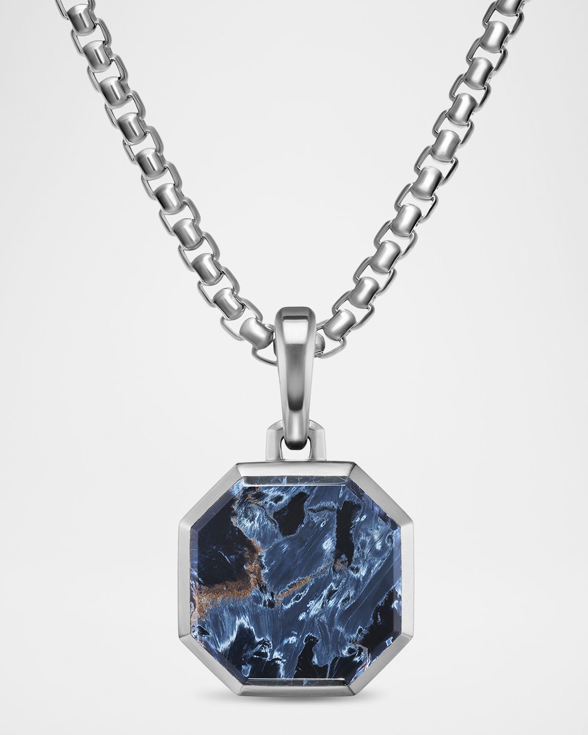 David Yurman Men 's Faceted Stone Amulet in Silver with Pietersite, 16mm
