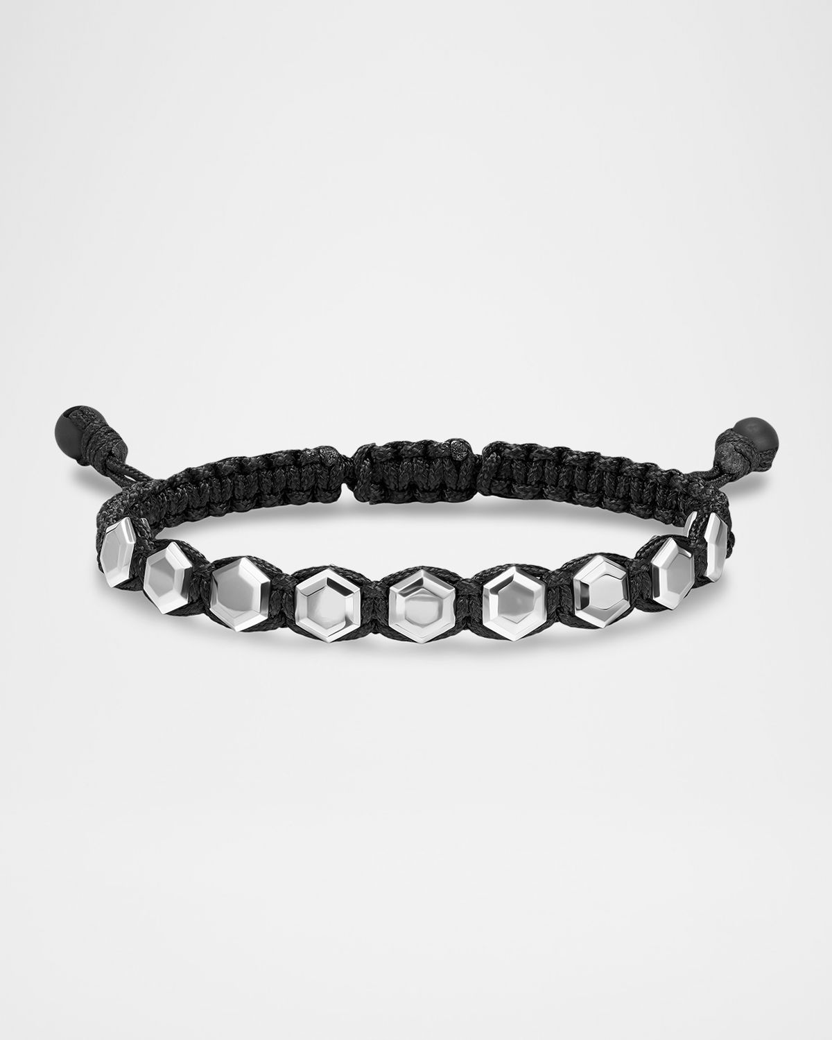 David Yurman Men 's Faceted Woven Bracelet in Nylon with Silver, 6mm
