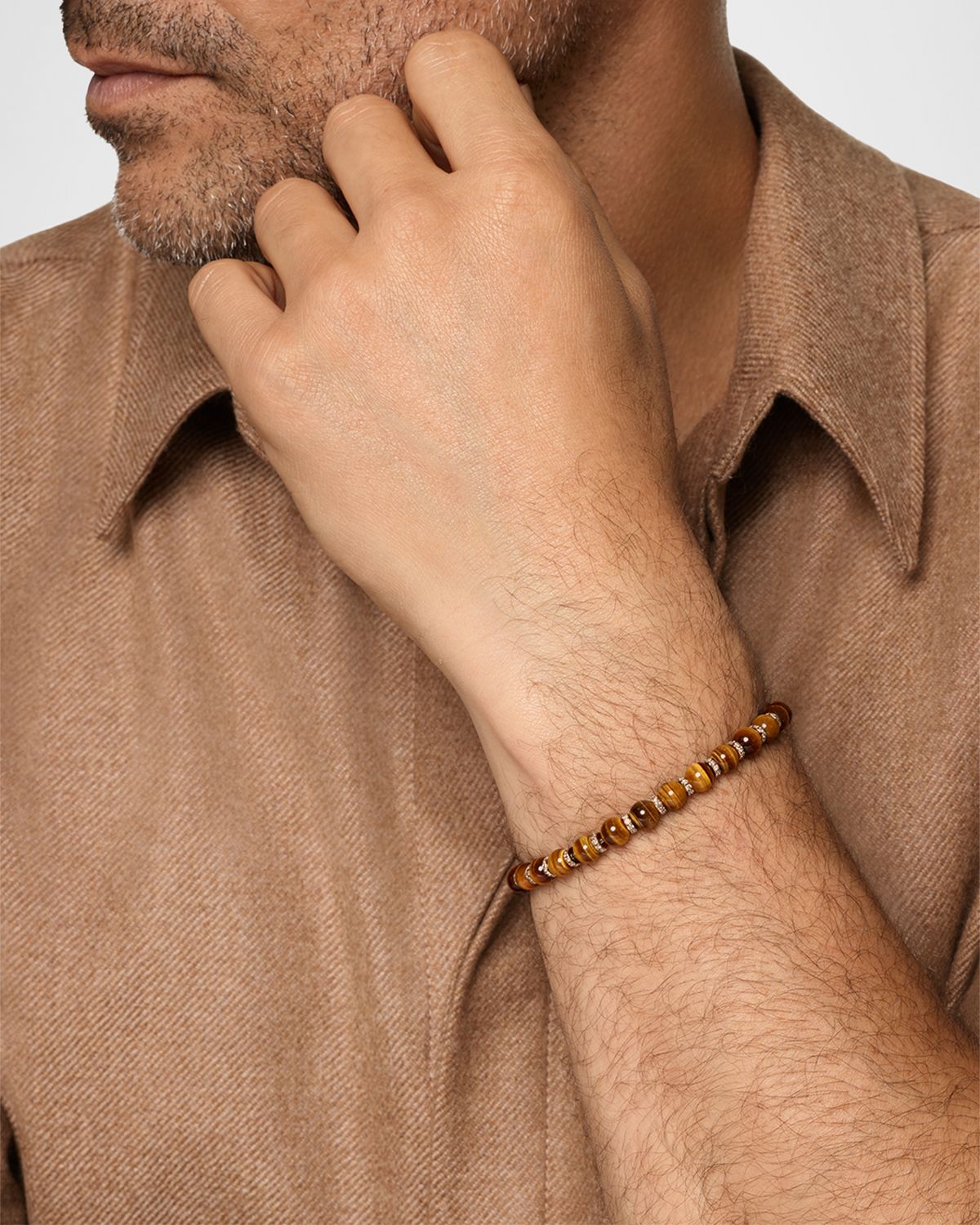 David Yurman Men 's Spirtual Bead Bracelet in 18K Gold with Diamonds and Gemstone
