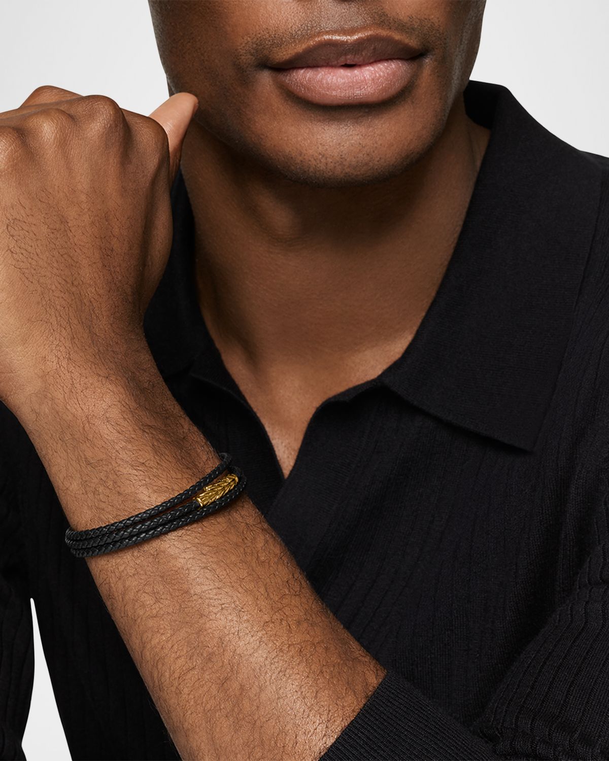 David Yurman Men 's Chevron Triple Wrap Bracelet with 18K Gold