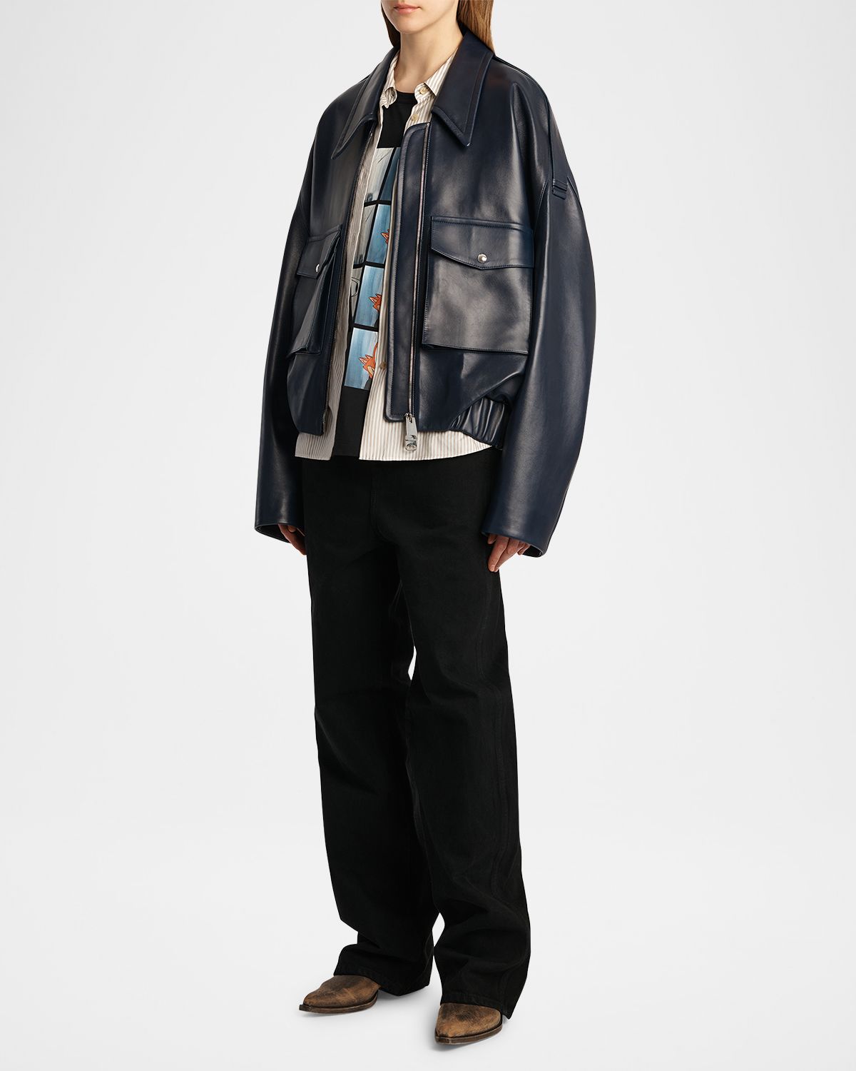 Khaite Owey Leather Bomber Jacket - Women's Clothing