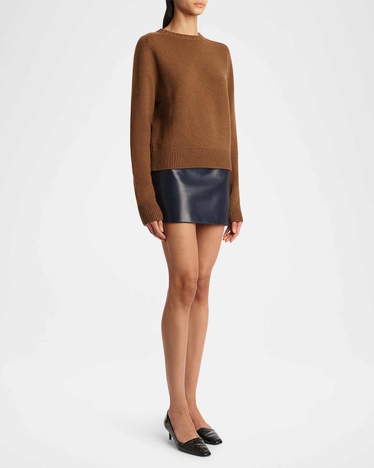 Khaite Jett Leather Mini Skirt