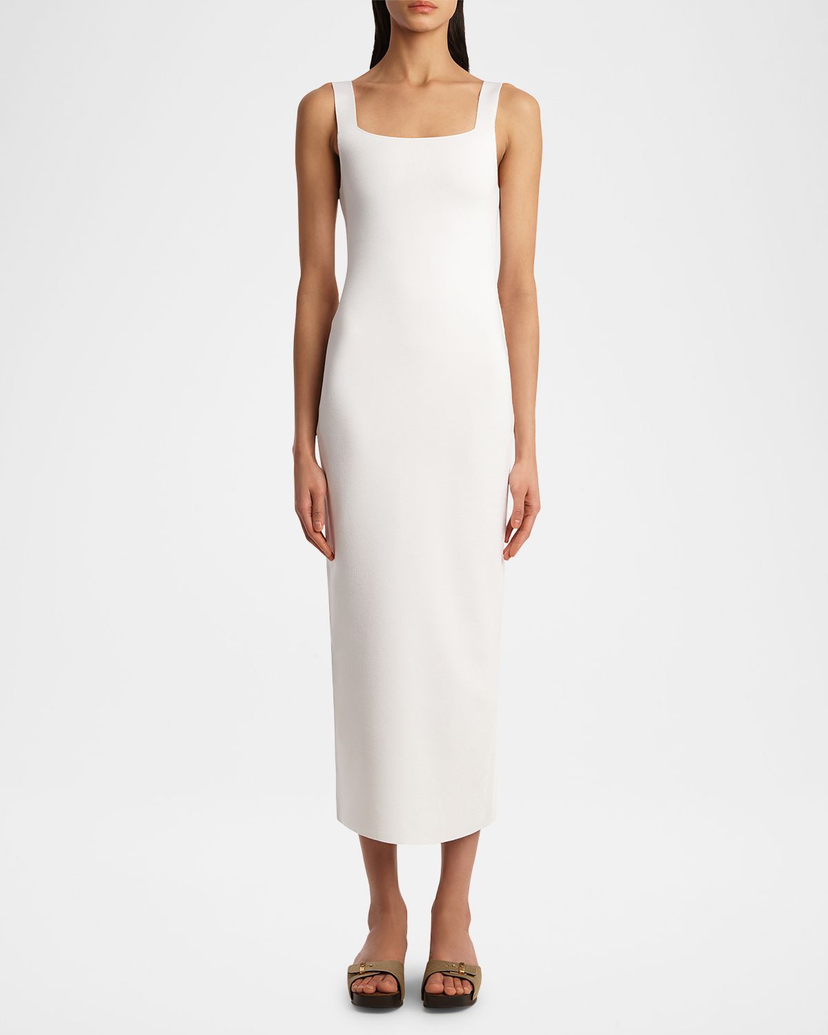 Khaite Dixi Square-Neck Sleeveless Knit Maxi Dress