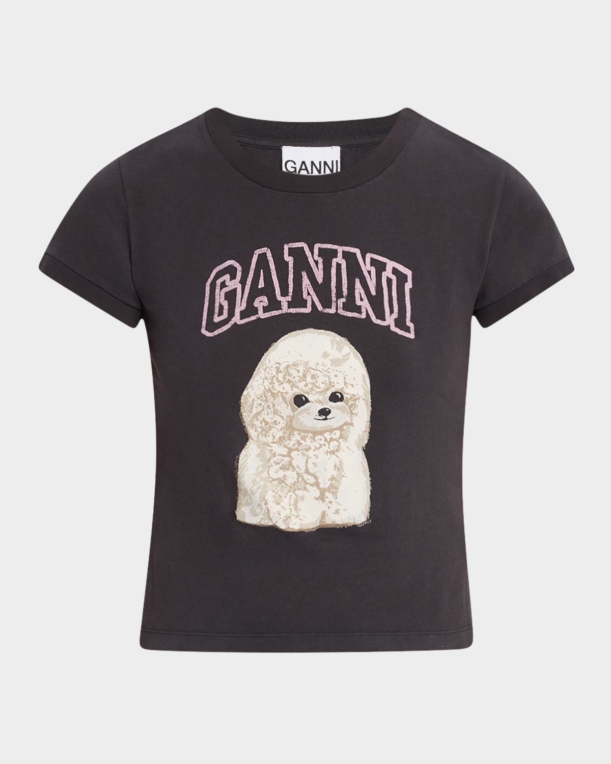 Ganni Crewneck Poodle Logo Baby Tee