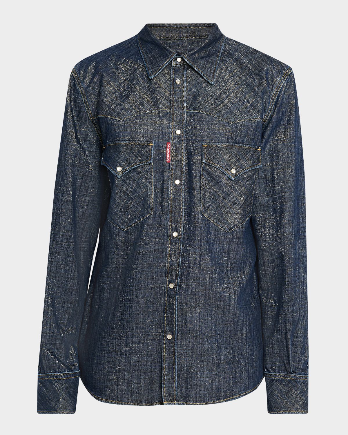 Dsquared2 Men 's Metallic Woven Denim Western Shirt