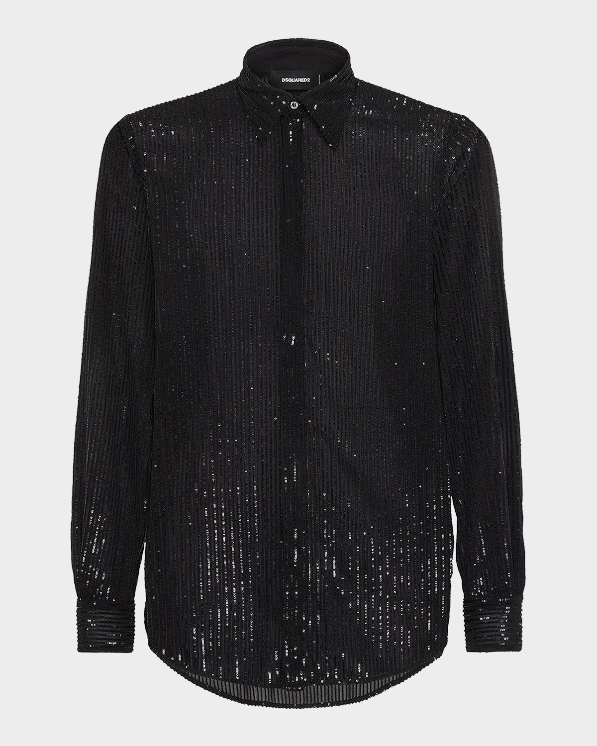 Dsquared2 Men 's Sheer Sequin Pinstripe Dress Shirt