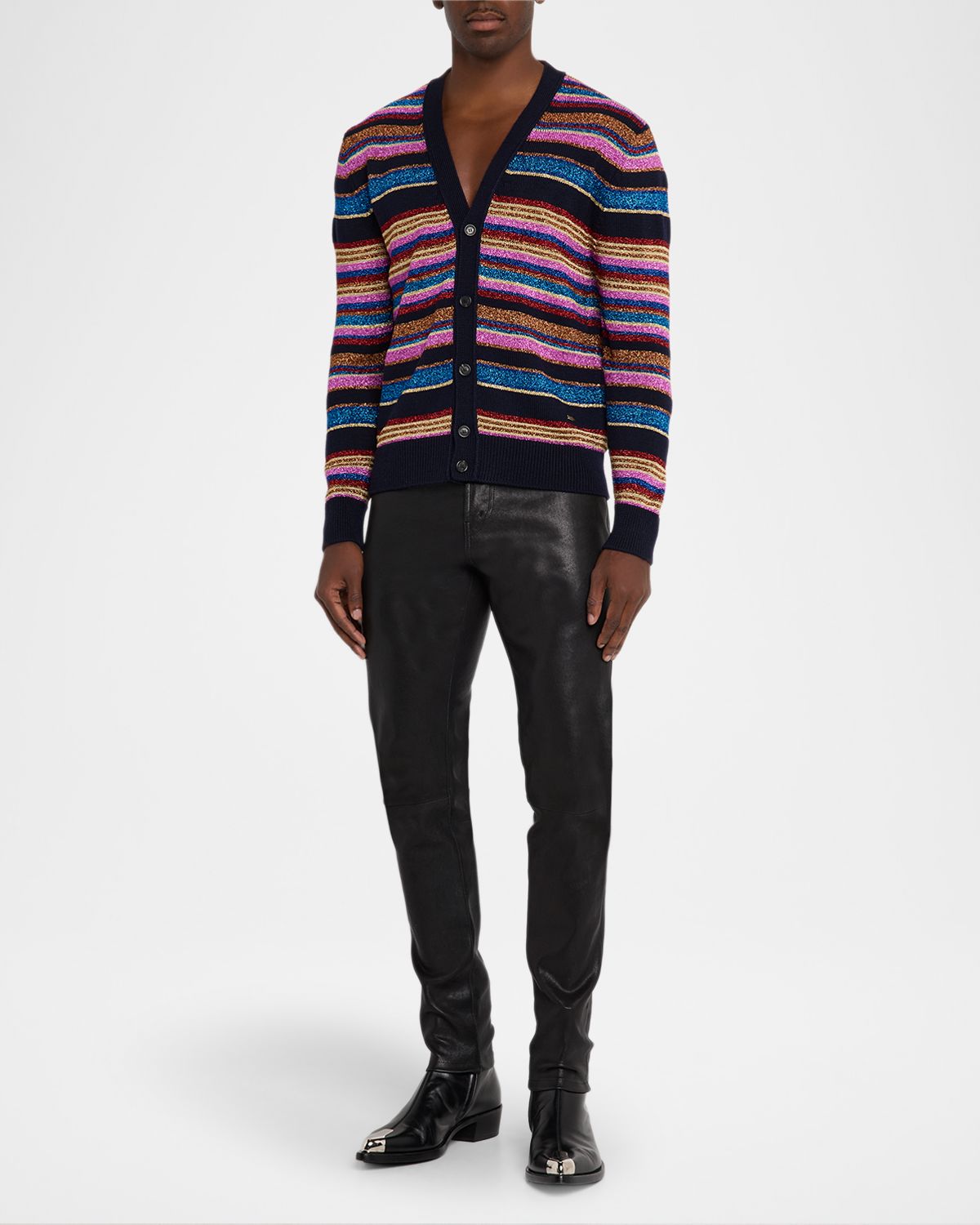 Dsquared2 Men 's Metallic Striped V-Neck Cardigan
