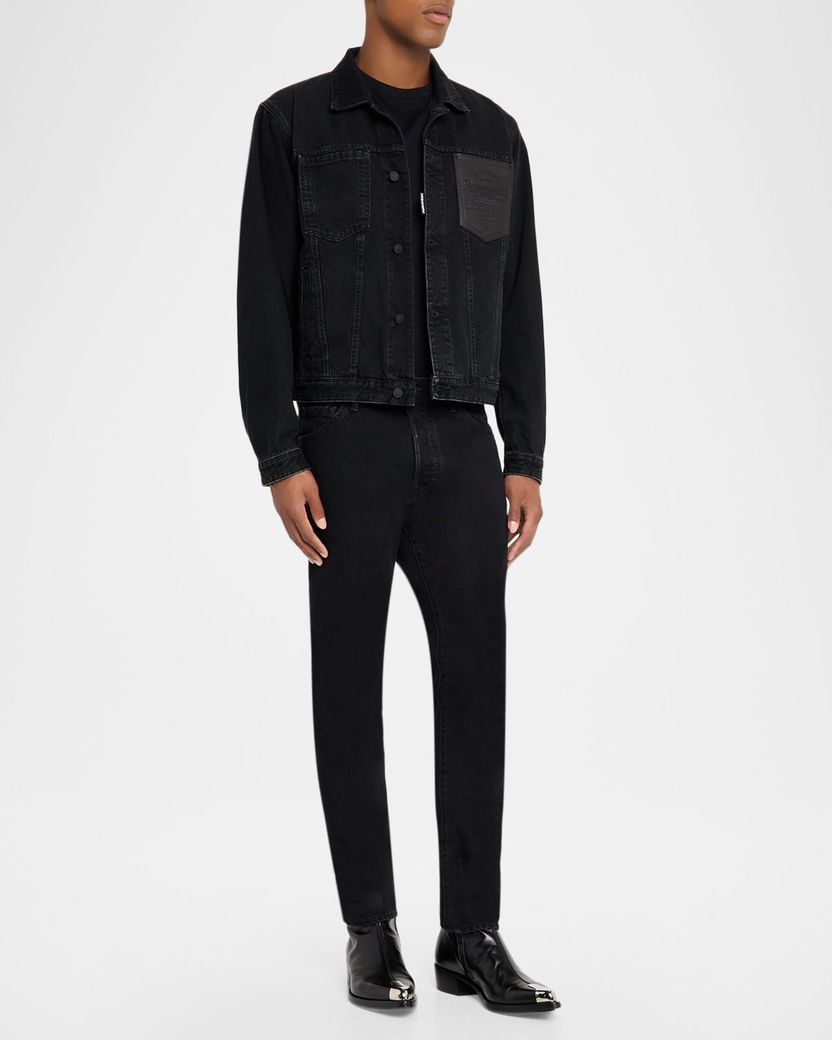 Dsquared2 Men 's Jean Jacket with Leather Pocket