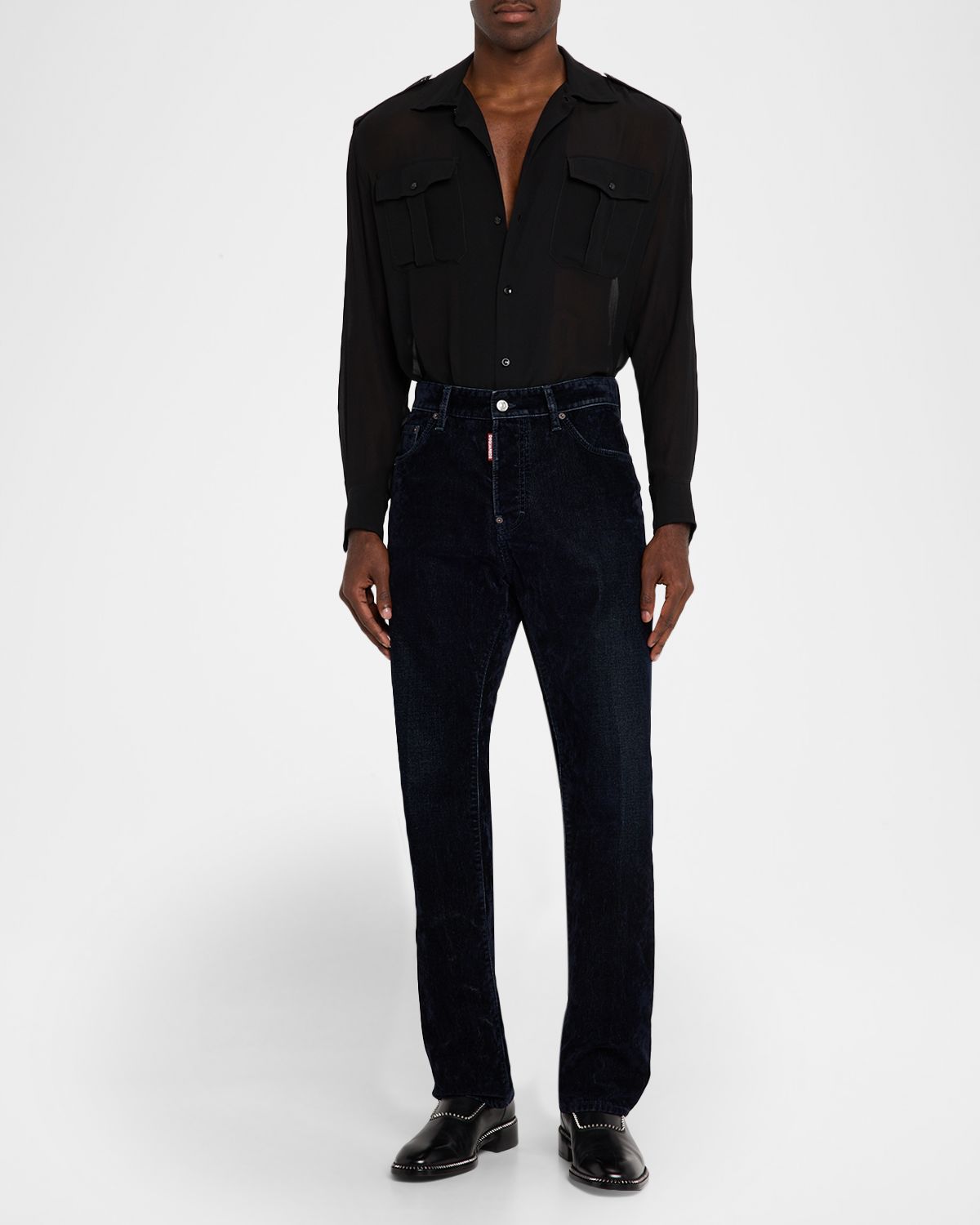 Dsquared2 Men 's Flocked Corduroy 642 Straight Fit Five-Pocket Pants