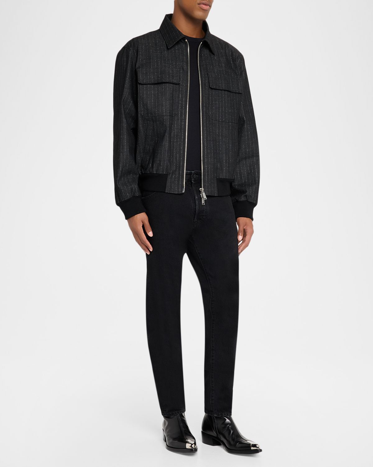 Dsquared2 Men 's Denim Pinstripe Zip Jacket