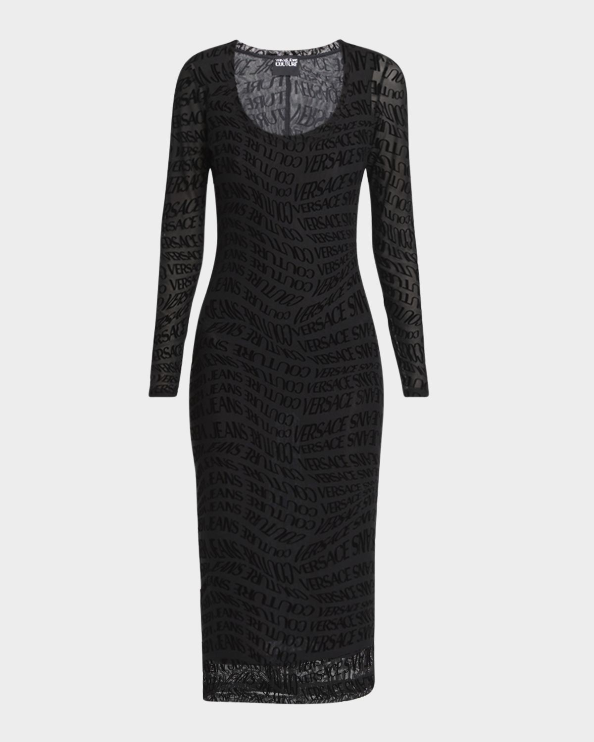 Versace Jeans Couture Mesh Logo Bodycon Midi Dress