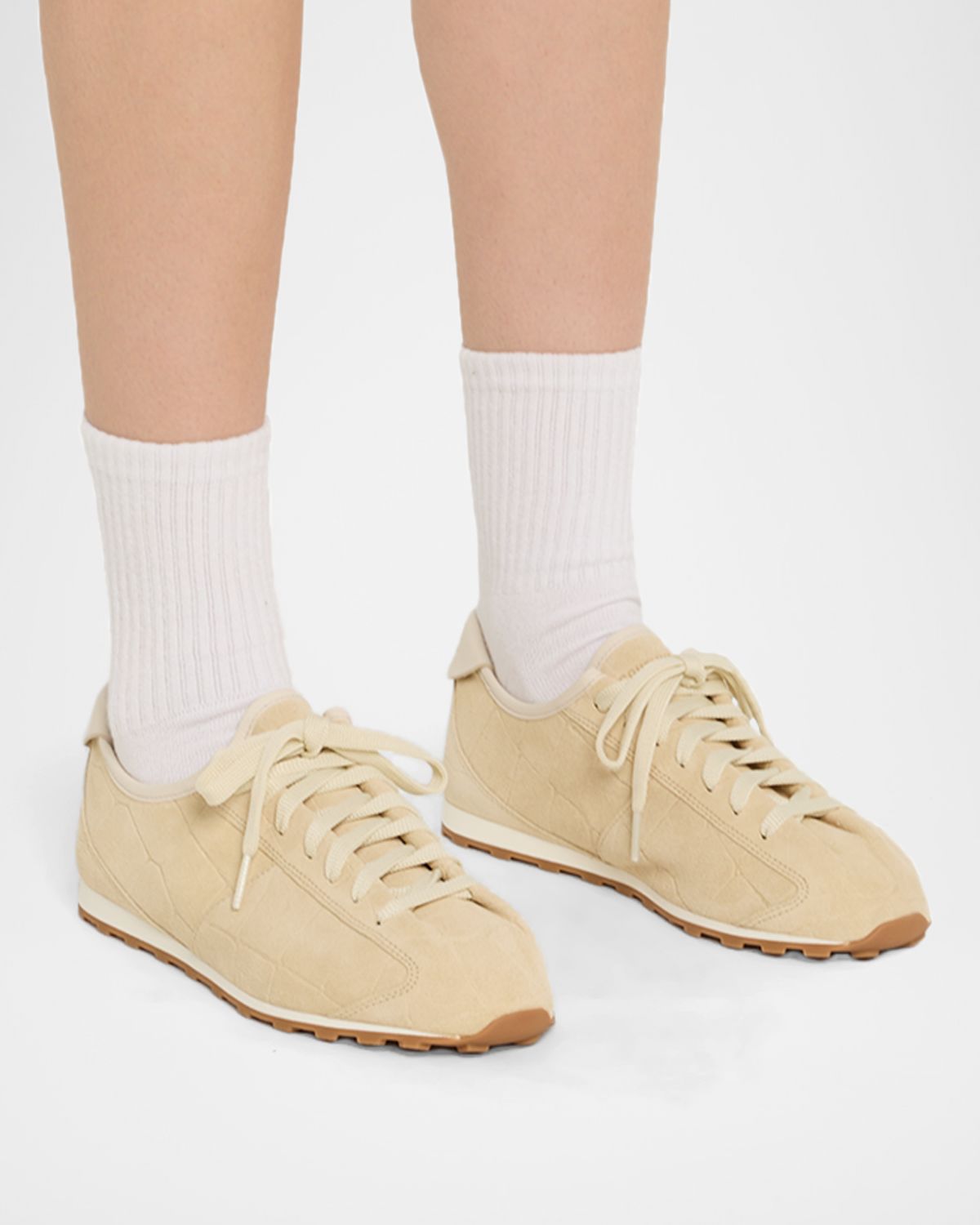 Jacquemus Les Tennis Croc-Embossed Suede Sneakers