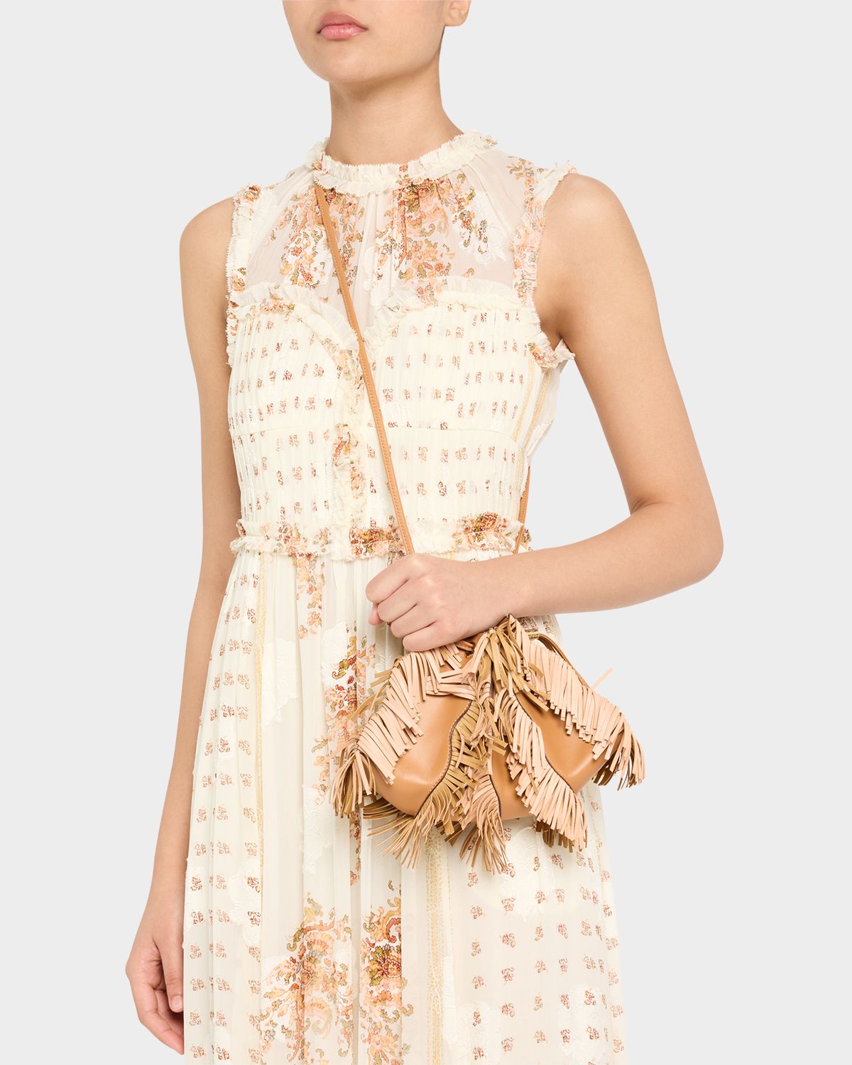 Ulla Johnson Adria Mini Fringe Pleated Wave Crossbody Bag