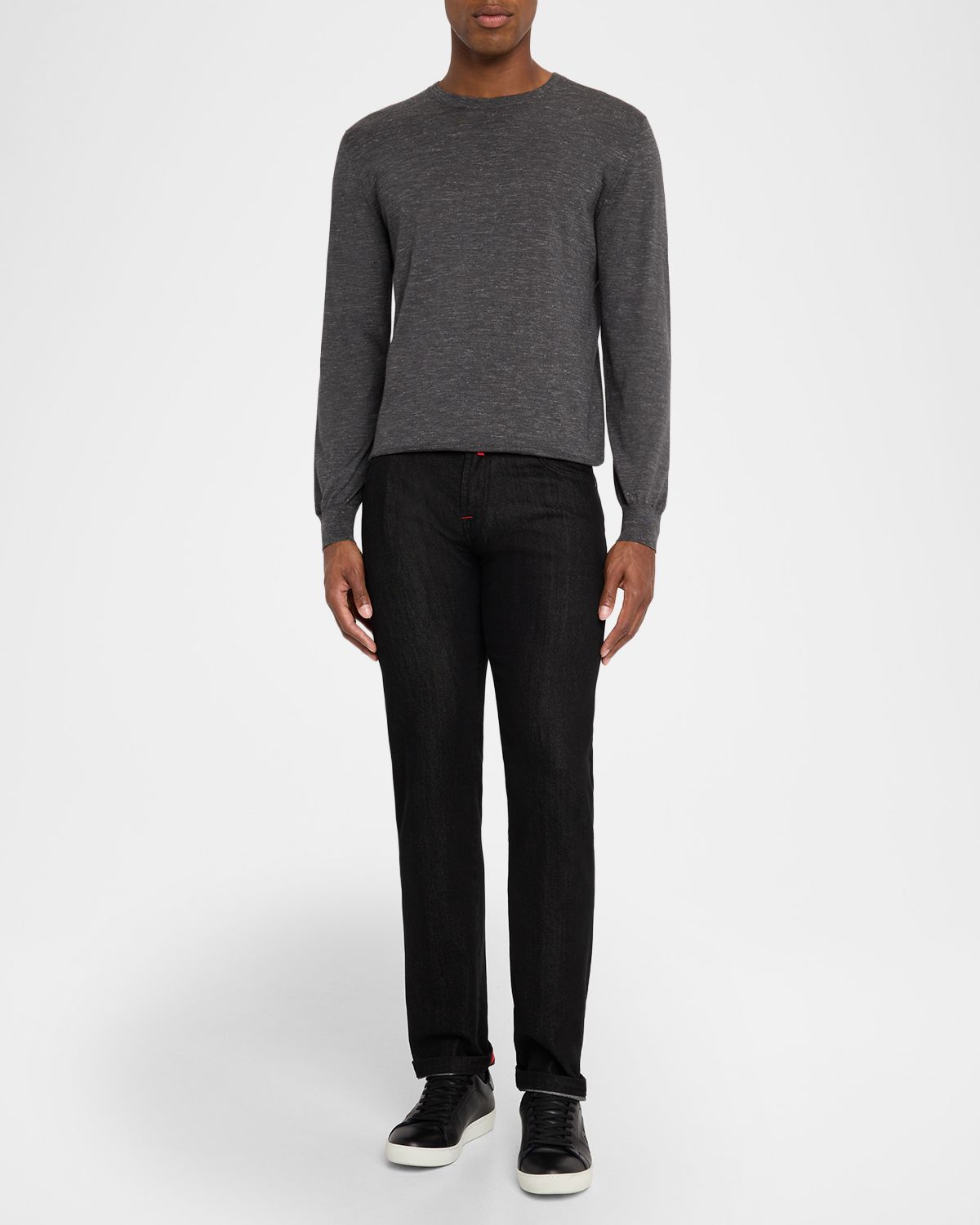 Kiton Men 's Black Wash Straight-Fit Jeans