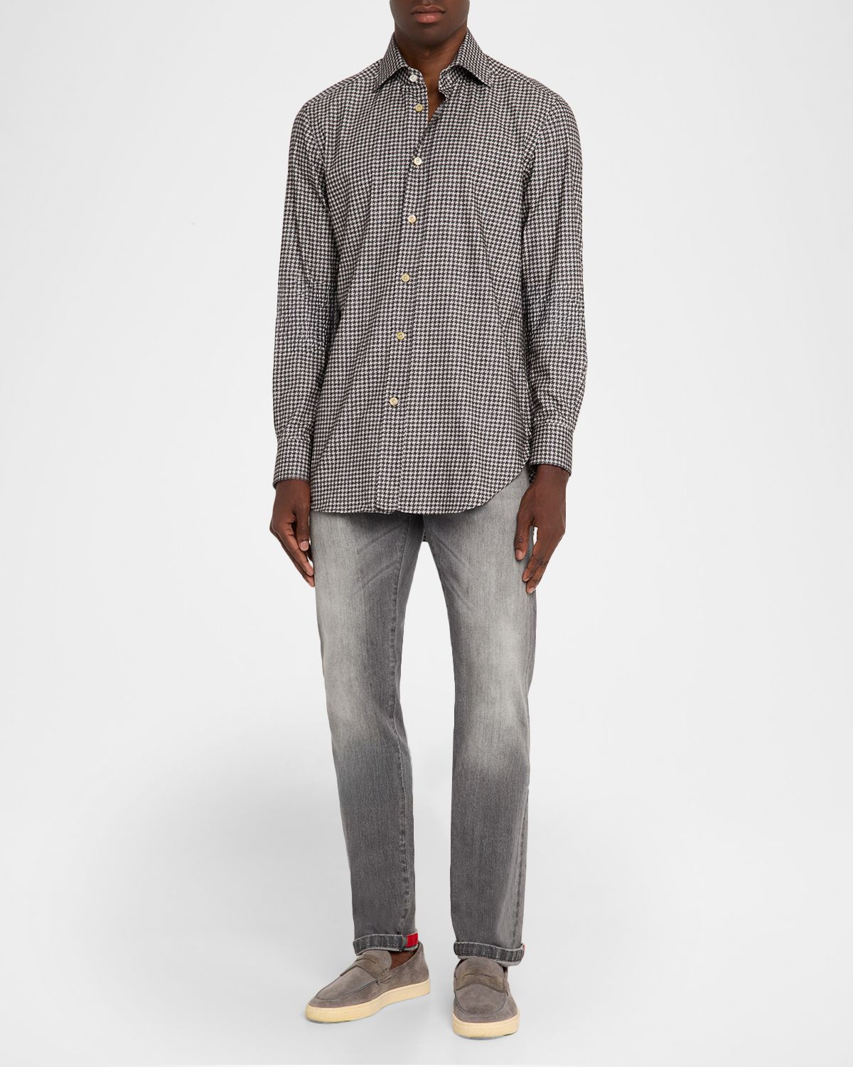 Kiton Men 's Cotton Houndstooth Classic-Fit Sport Shirt