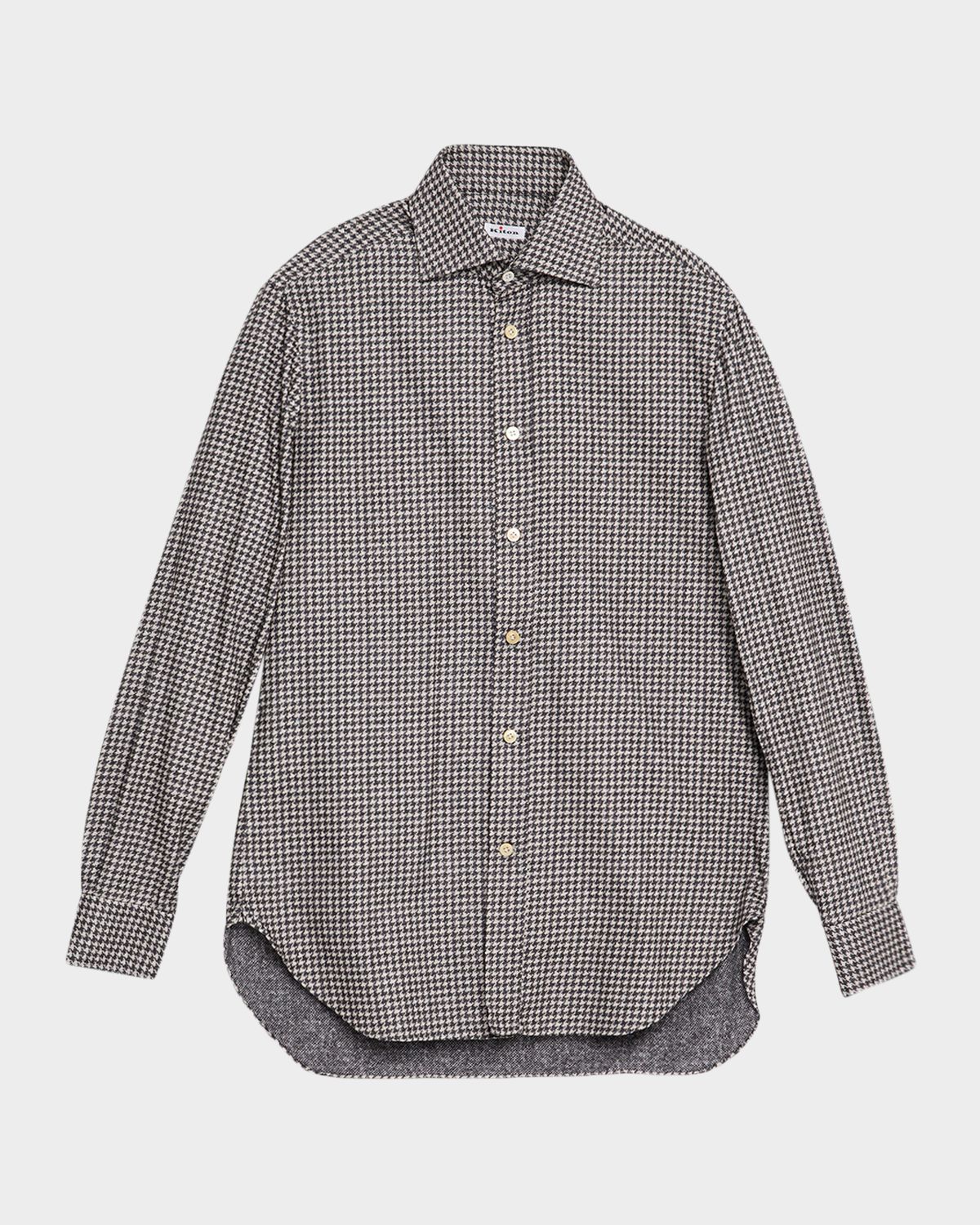 Kiton Men 's Cotton Houndstooth Classic-Fit Sport Shirt | Thumbnail 6 Kiton Men 's Cotton Houndstooth Classic-Fit Sport Shirt | Thumbnail 6