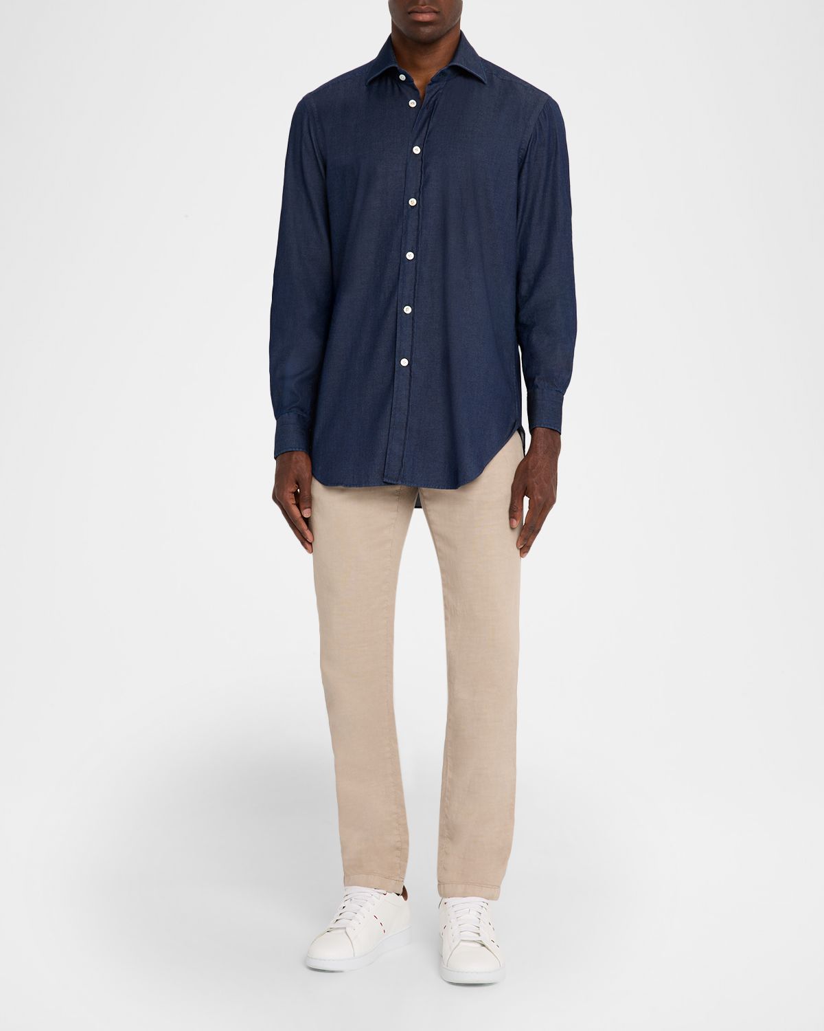 Kiton Men 's Denim Wash Classic-Fit Sport Shirt