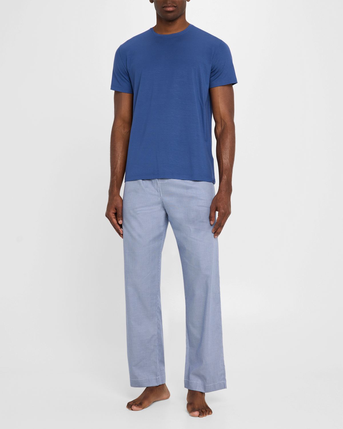 Derek Rose Men 's Barker Micro Houndstooth Cotton Lounge Pants