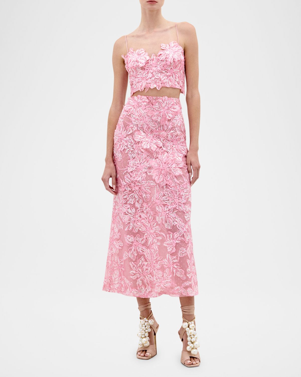Silvia Tcherassi Alida Floral Sequined Crop Top