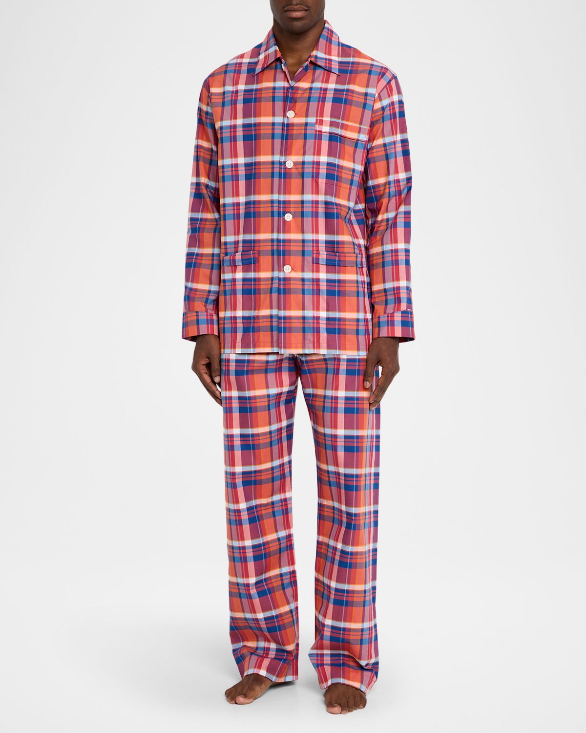 Derek Rose Men 's Barker Cotton Multi-Check Short Pajama Set