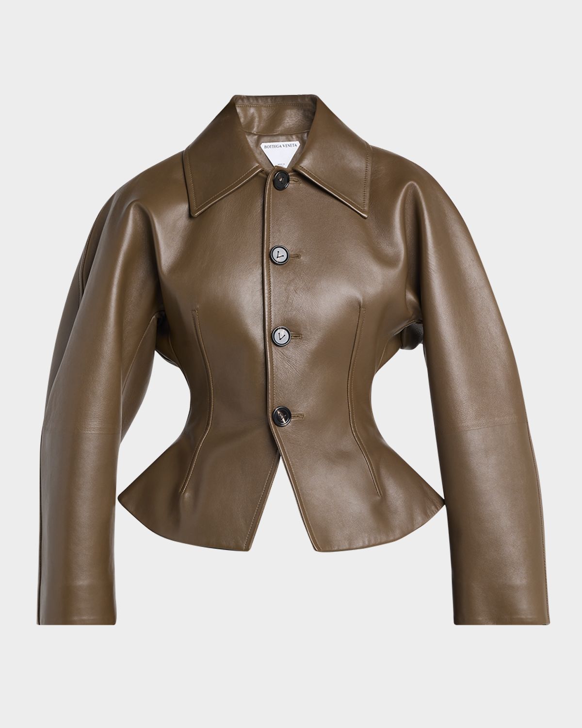 Bottega Veneta Soft Nappa Leather Waister Shirt Jacket